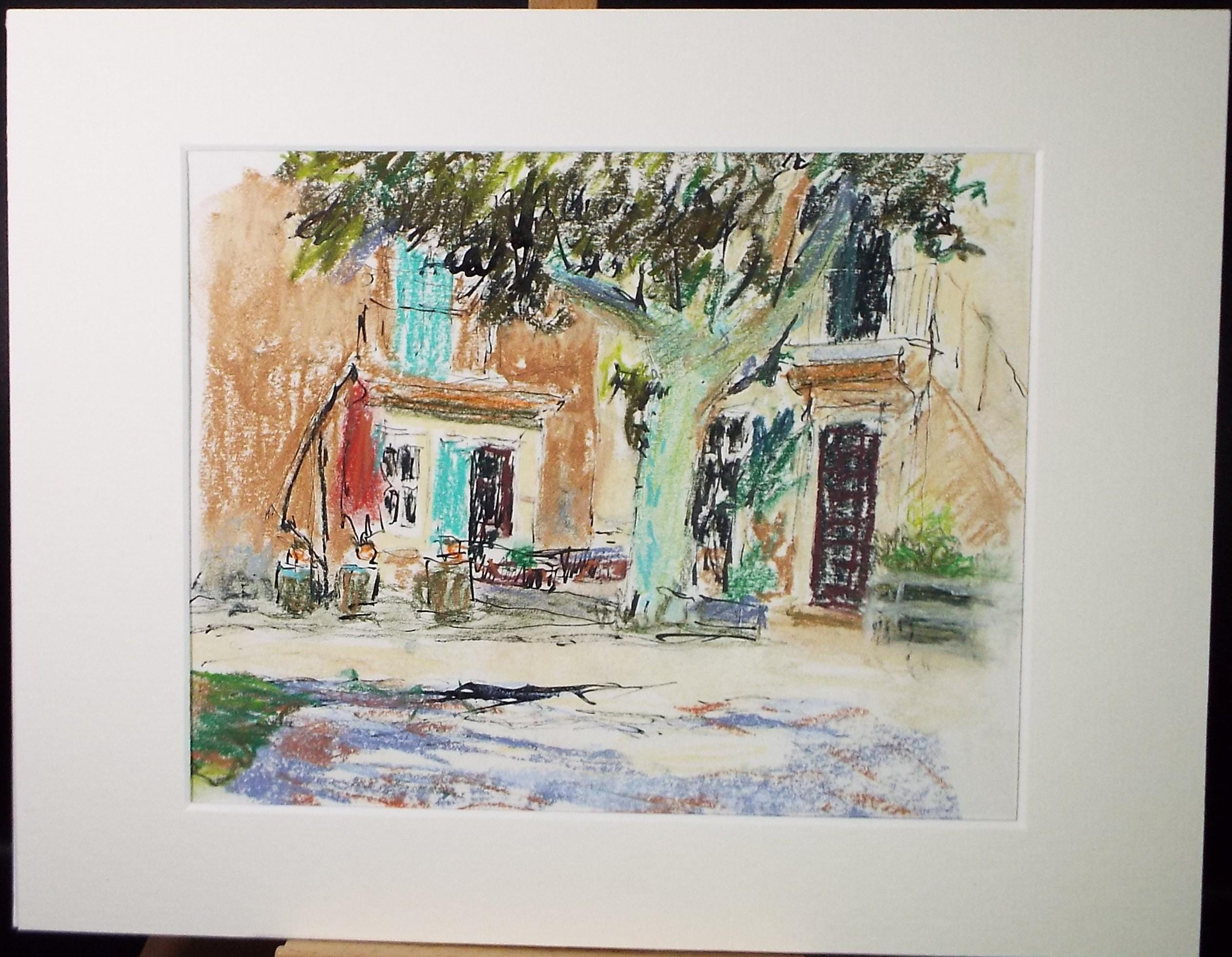 Original Pastel drawing, 'French townhouse', circa 1990's, Pauline Plummer