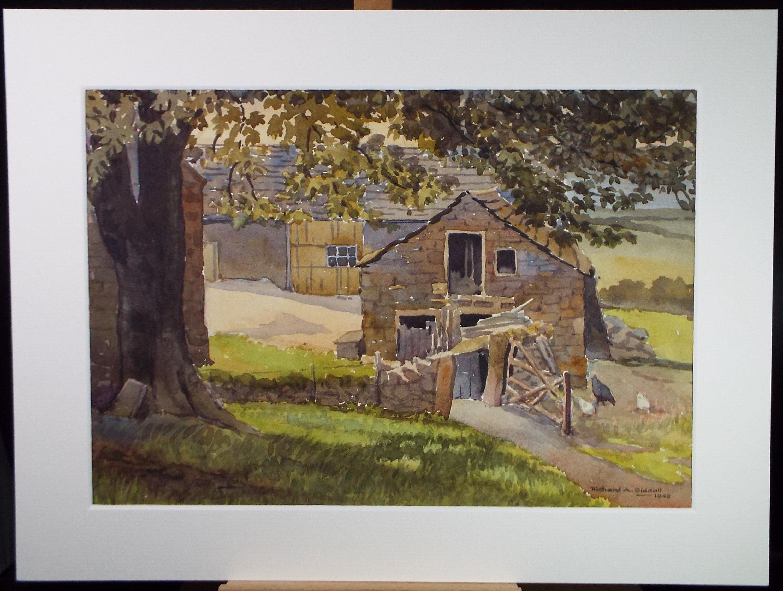Original Watercolour, 'Farm Buildings', Richard A Siddall, Dated 1948