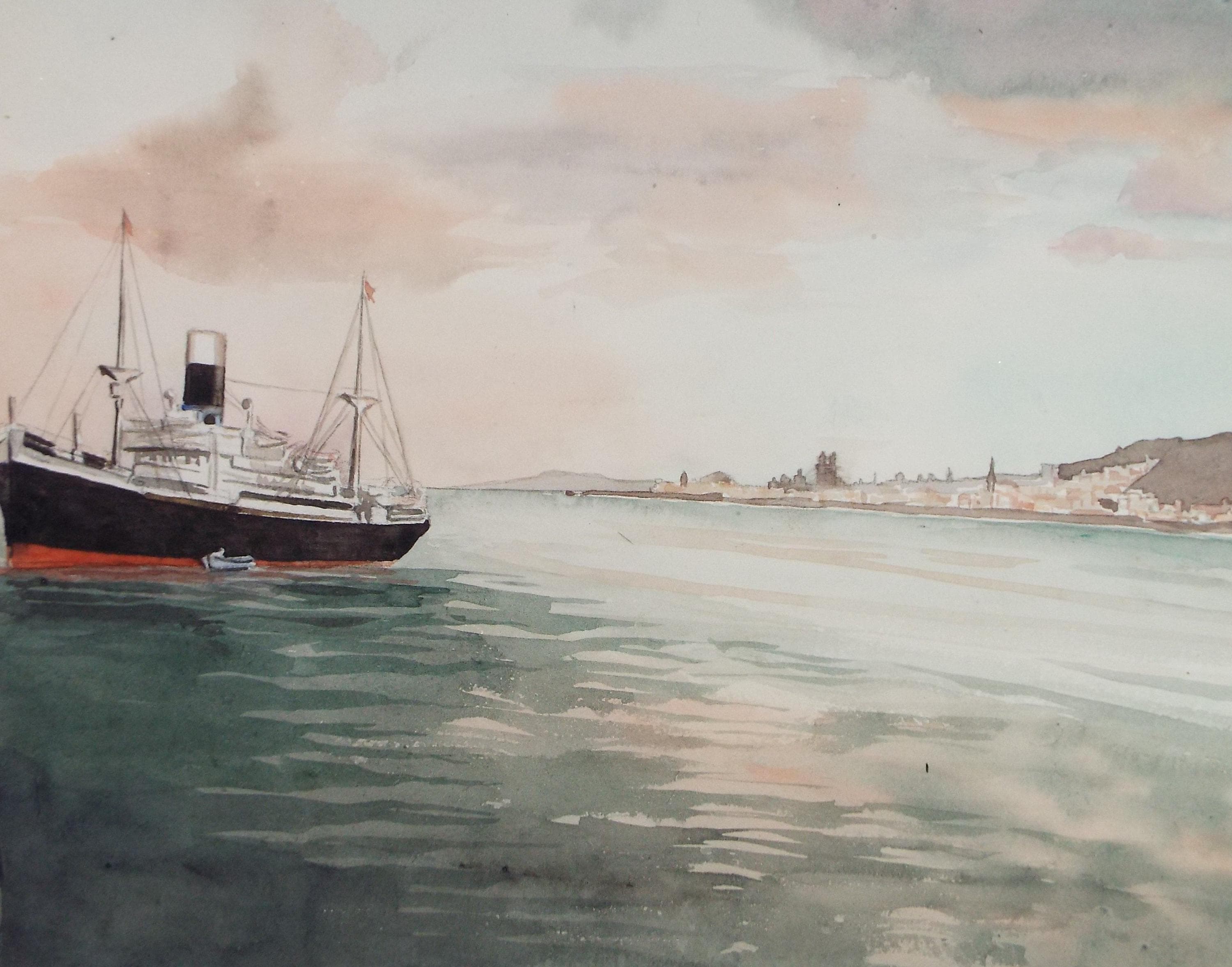 Original Watercolour, 'African Port', Circa 1950's, Ivy T. Attwell (1895-1985)
