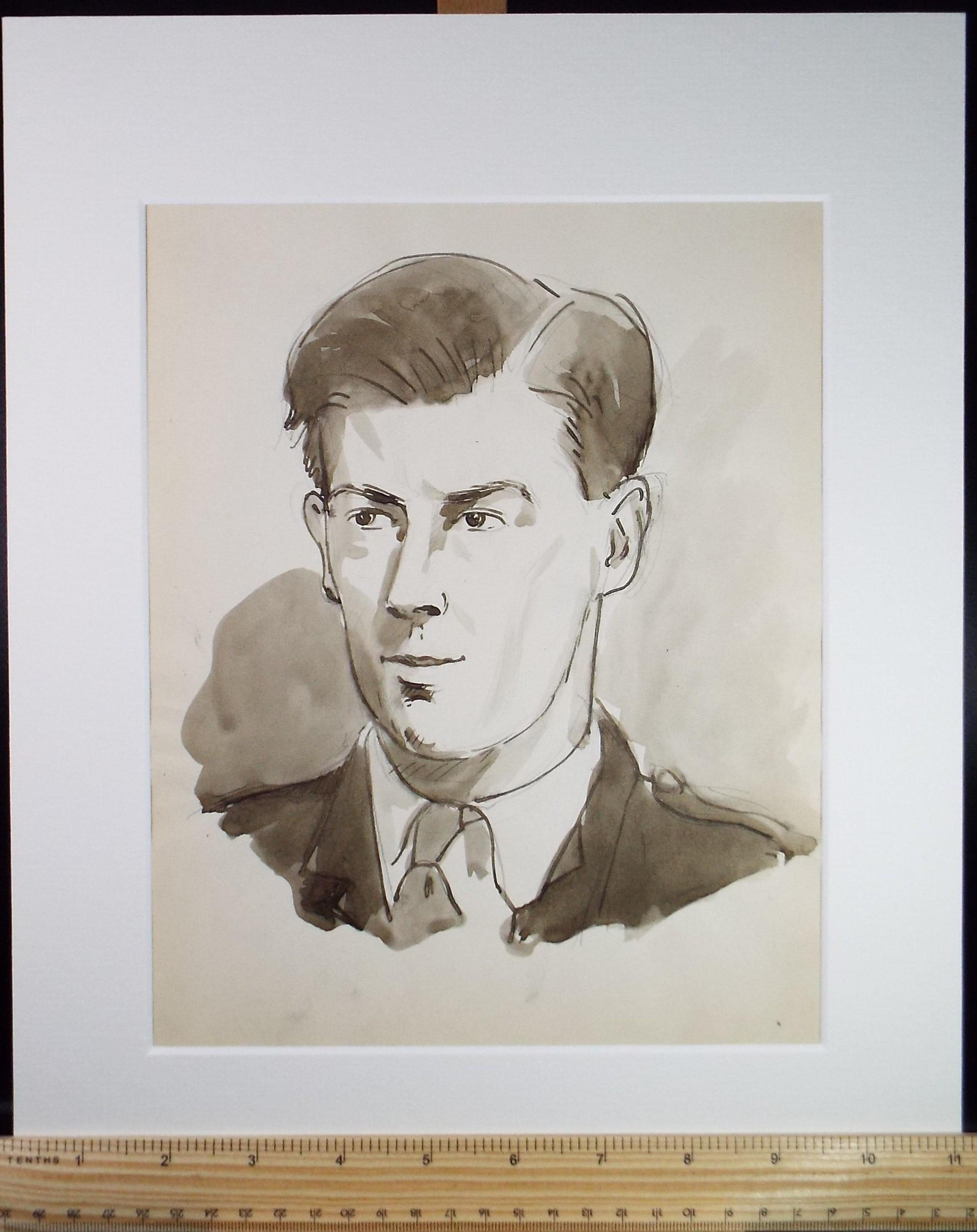 Original Watercolour, 'Portrait of a Man', Unknown artist, circa 1950's