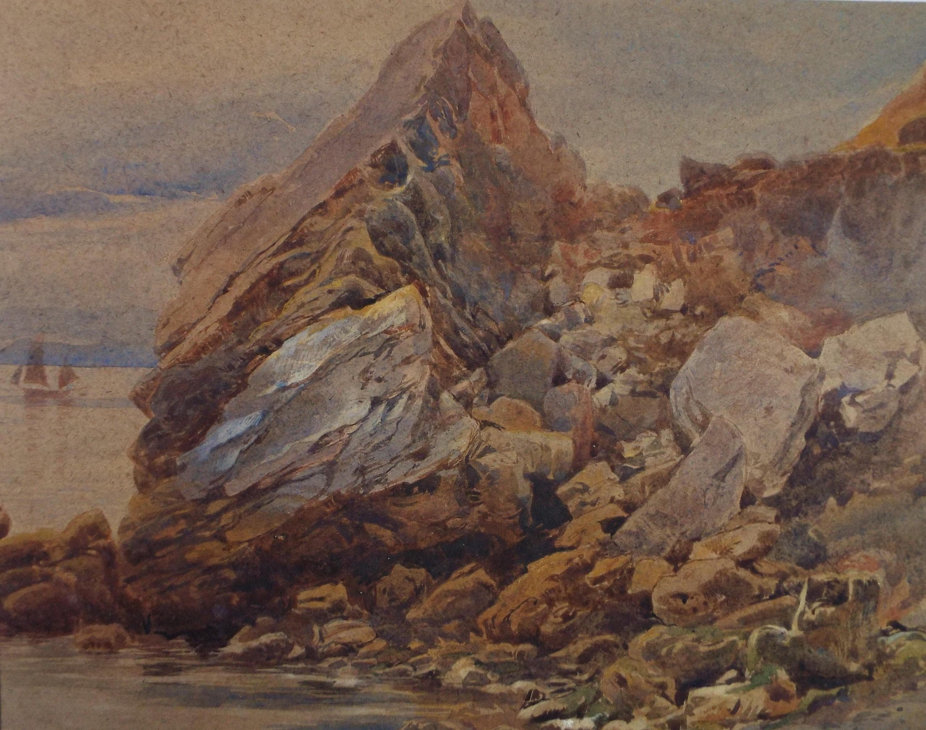 Original Watercolour, 'Coastal Cliffs', Unknown Artist, circa 1900