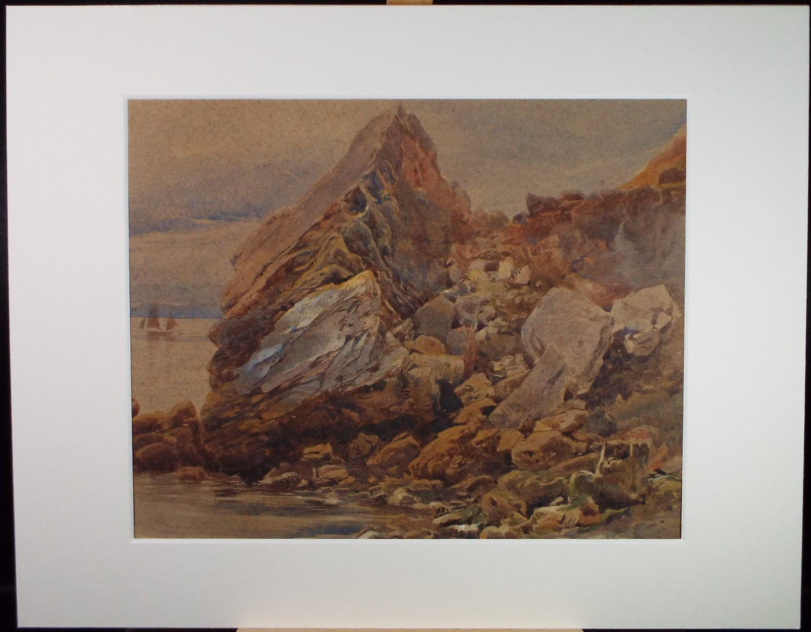 Original Watercolour, 'Coastal Cliffs', Unknown Artist, circa 1900