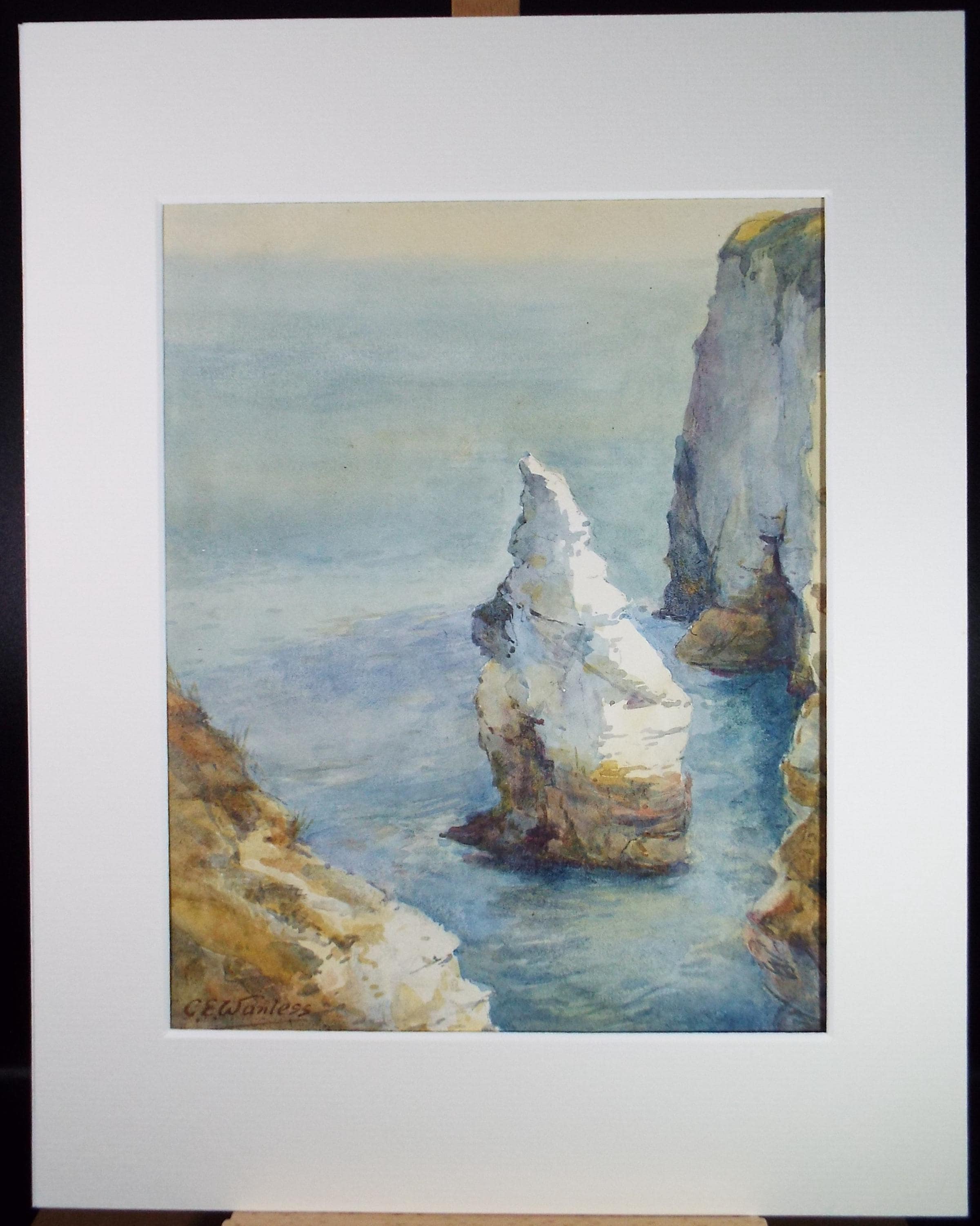 Original Watercolour, 'Coastal Cliffs', Charles Edward Wanless (c1875-1938), circa 1920's