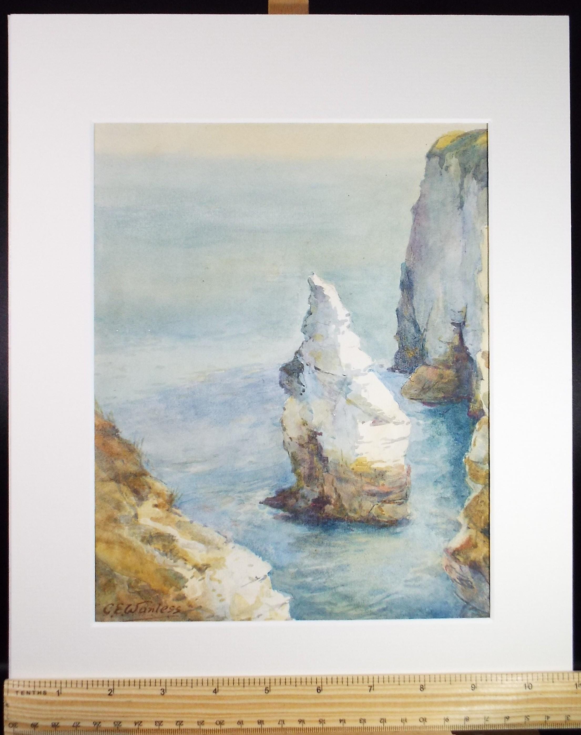 Original Watercolour, 'Coastal Cliffs', Charles Edward Wanless (c1875-1938), circa 1920's