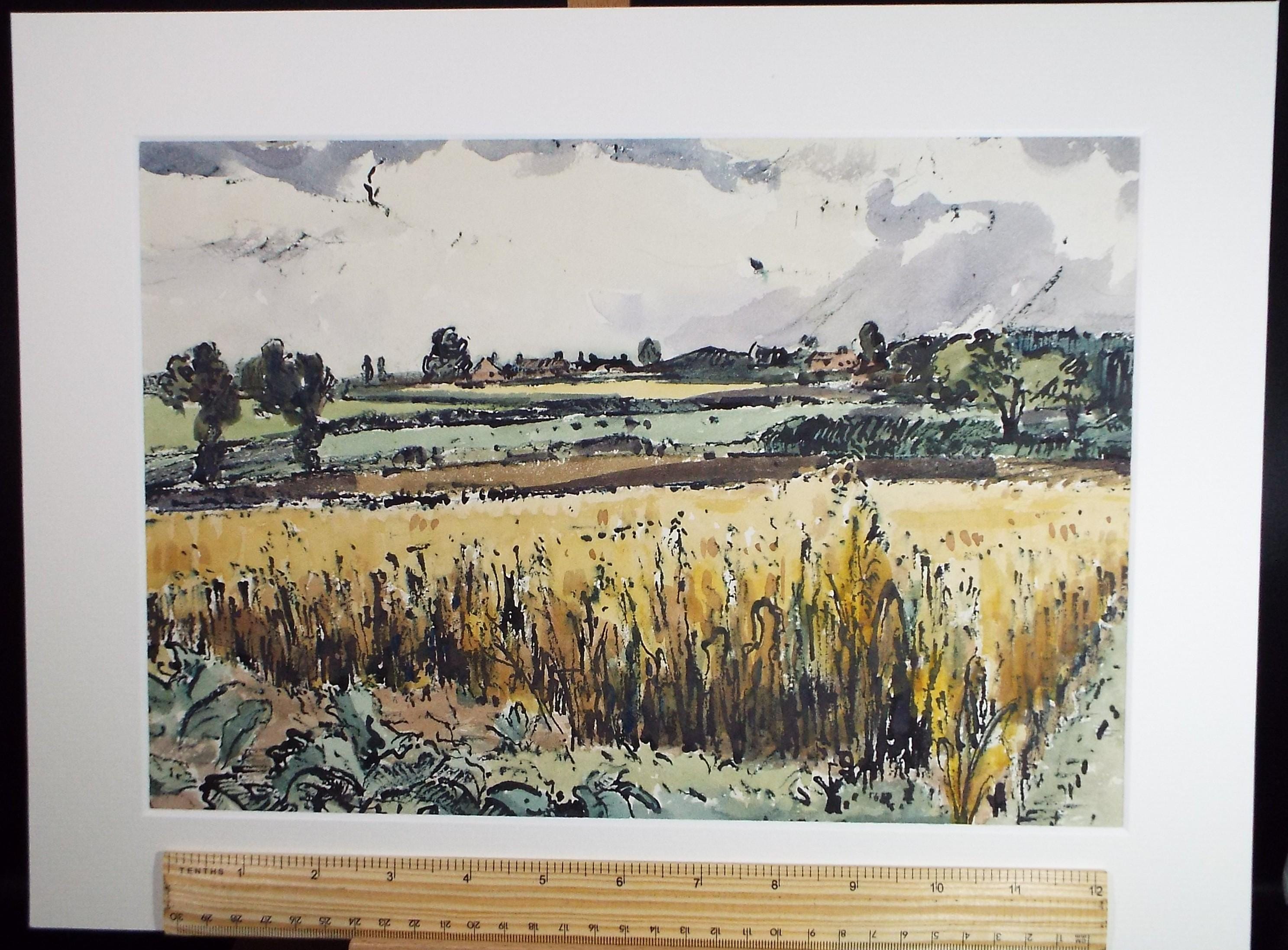 Original Watercolour & Ink, 'Farming Landscape with Cornfield', Edward Eaton Brannan (1886-1957)