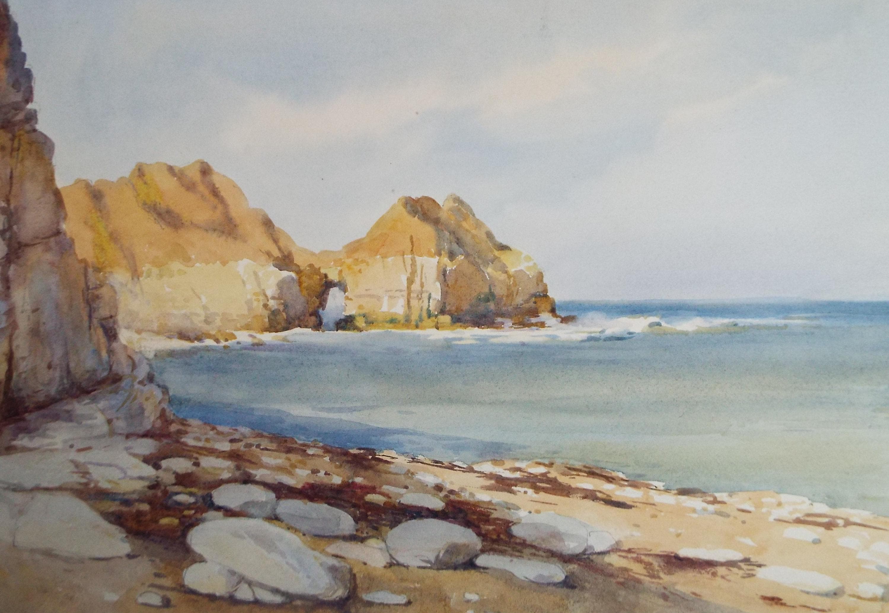 Original Watercolour, 'Coastal Cliffs', Charles Edward Wanless (c1875-1938), circa 1920's