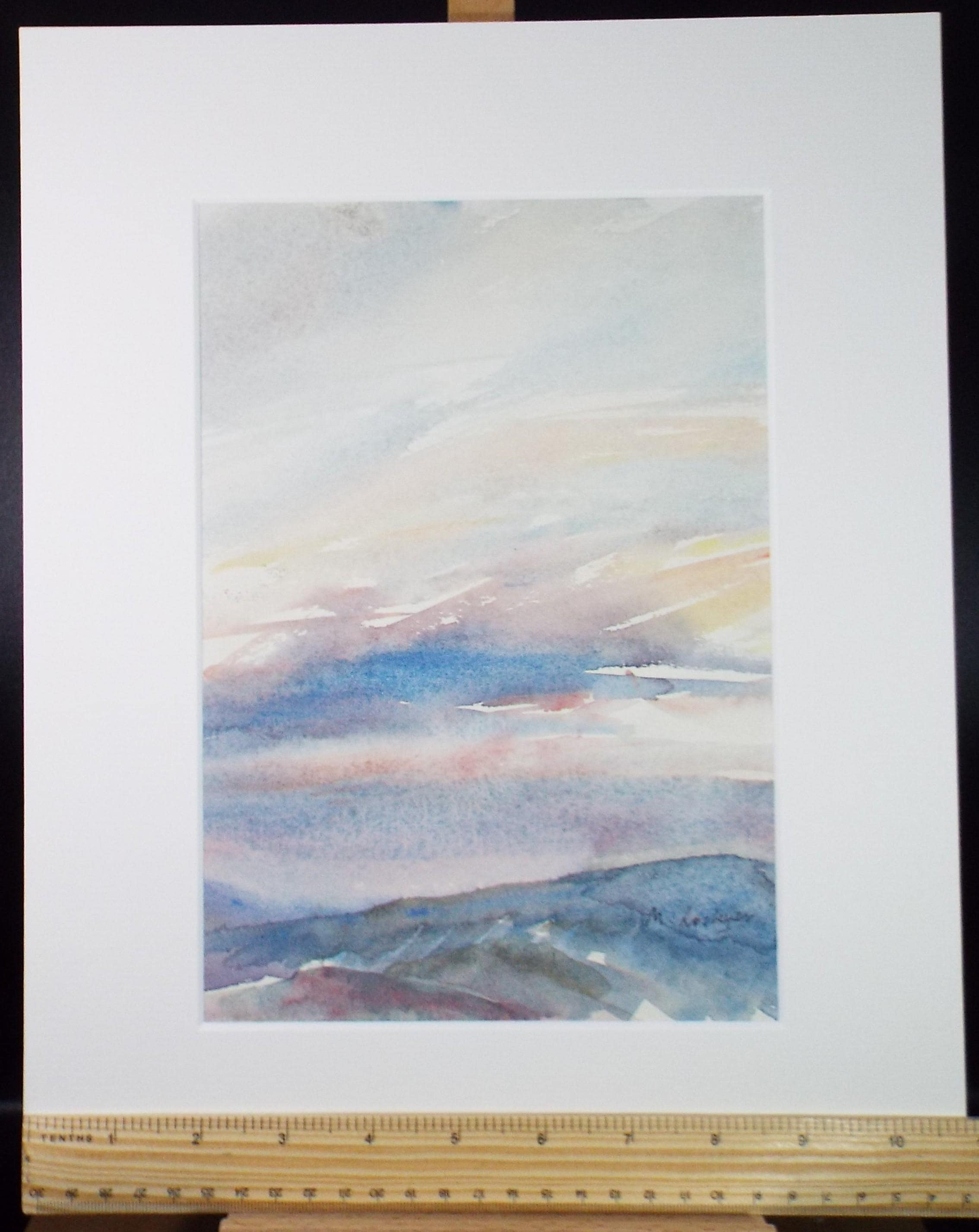 Original Watercolour on Paper, 'Sunrise over a Landscape', circa 1970's, Mildred Lockyer