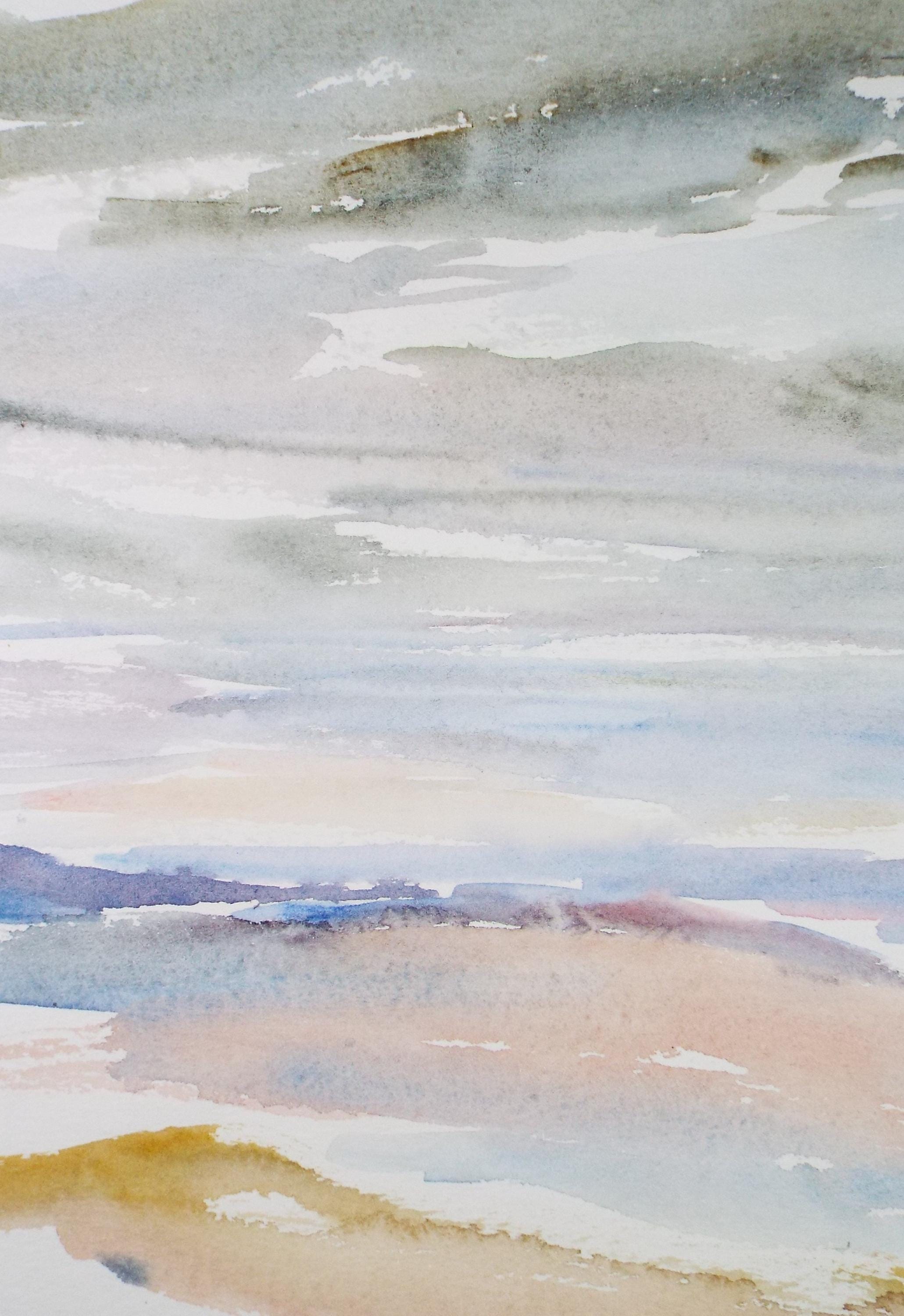 Original Watercolour on Paper, 'Overcast Skies', Circa 1970's, Mildred Lockyer