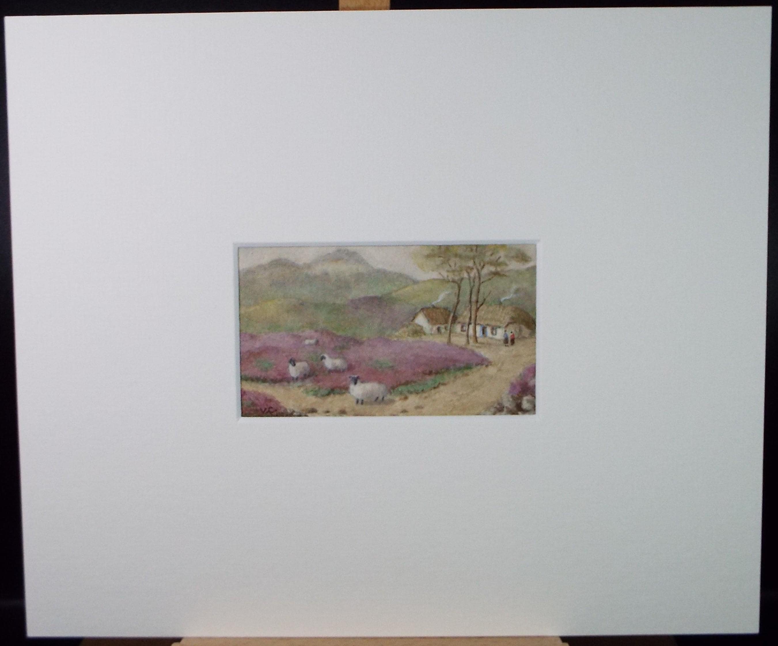 Original Watercolour, 'Sheep and cottage in a Landscape', circa 1900
