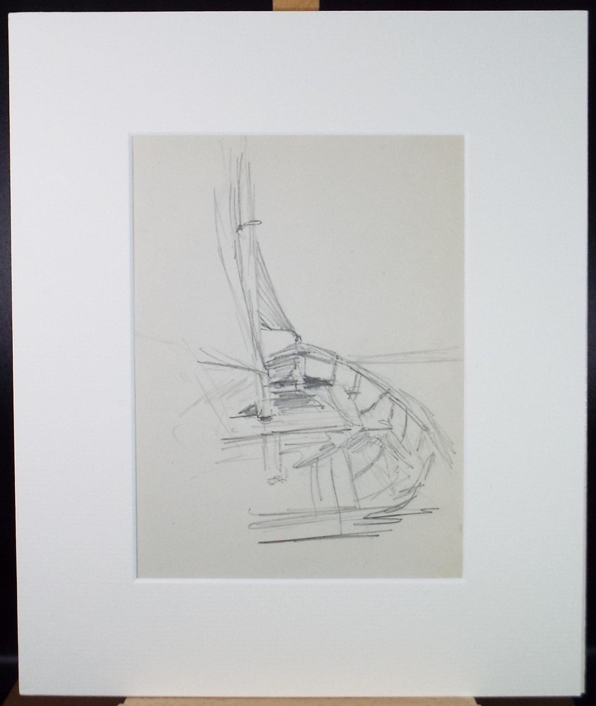 Original Pencil Sketch,'Study of a Sail Boat', Hilda Burford (1887-1957)