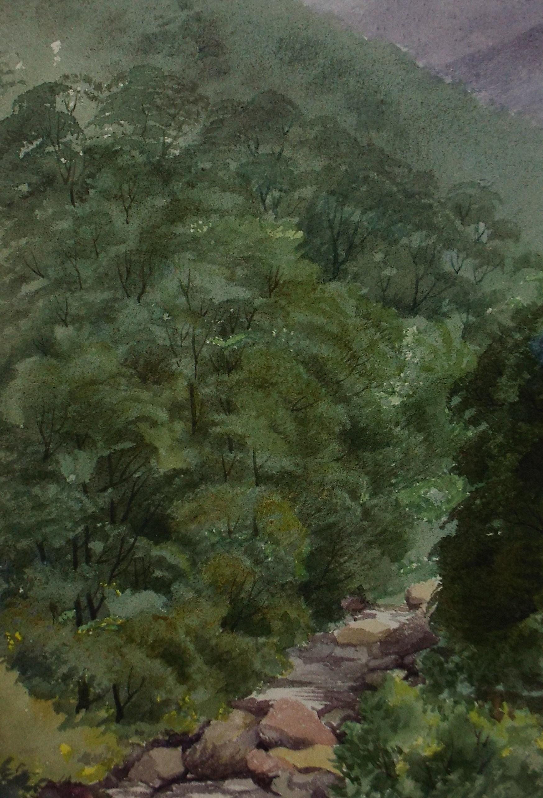Original Watercolour, 'Green Landscape', Unknown artist, Late 19th Century