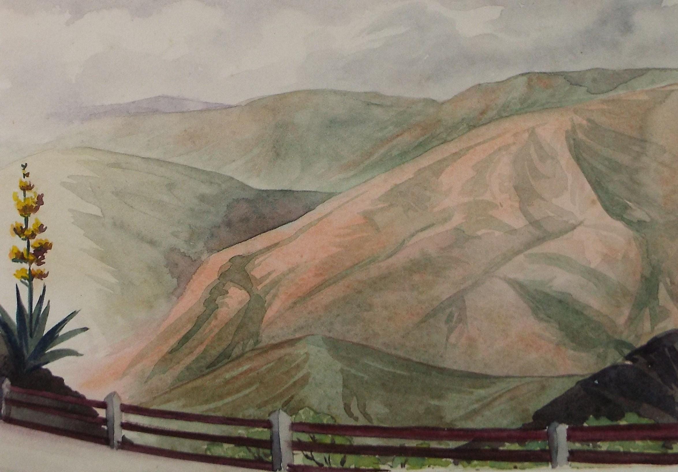 Original Watercolour, 'Mountainous Landscape', Circa 1950's, Ivy T. Attwell (1895-1985)
