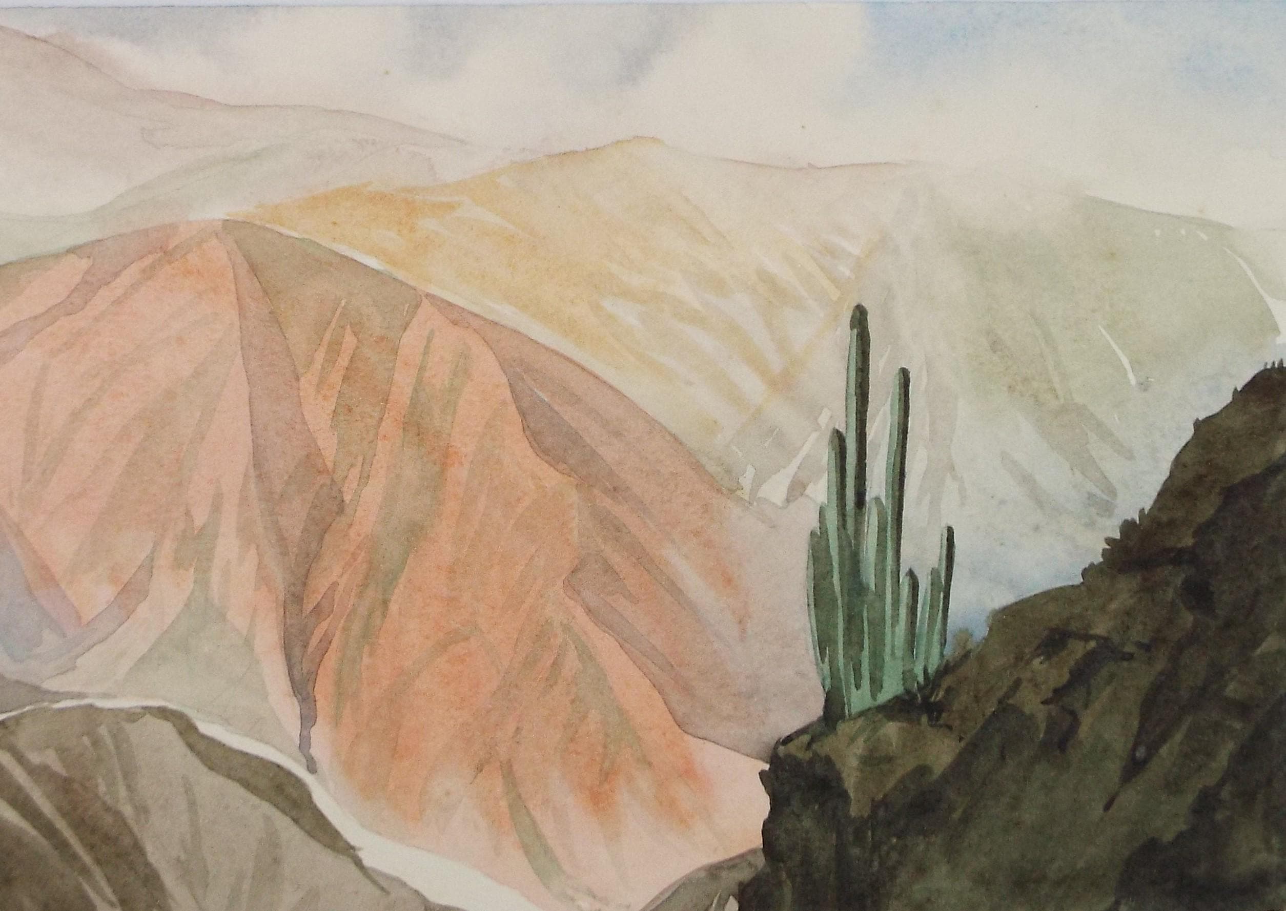 Original Watercolour, 'Mountainous Landscape', Circa 1950's, Ivy T. Attwell (1895-1985)