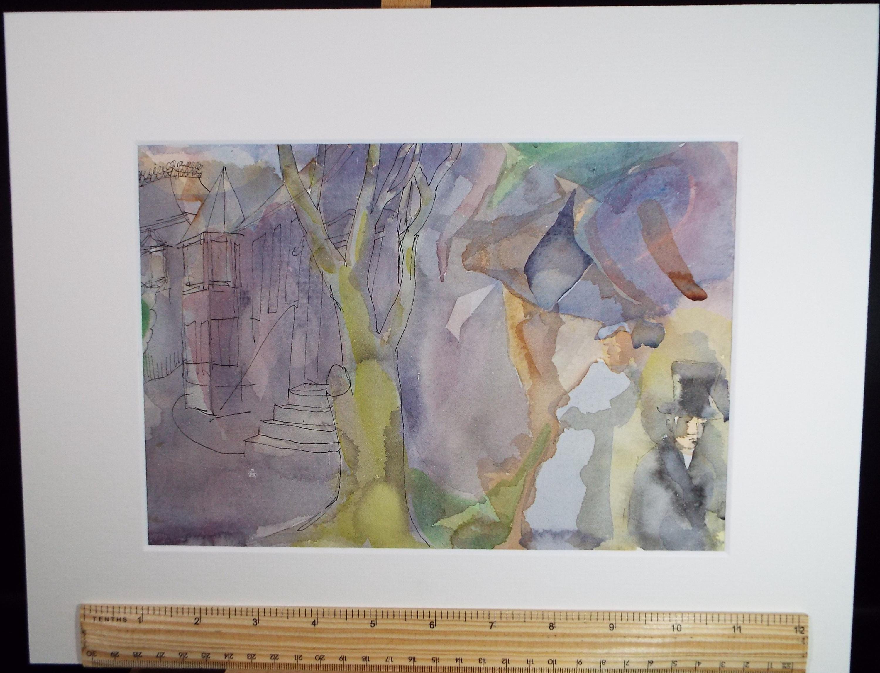 Original Watercolour, 'Figure & House in a Landscape, Circa 1950's, William D Clyne (1922-1981)