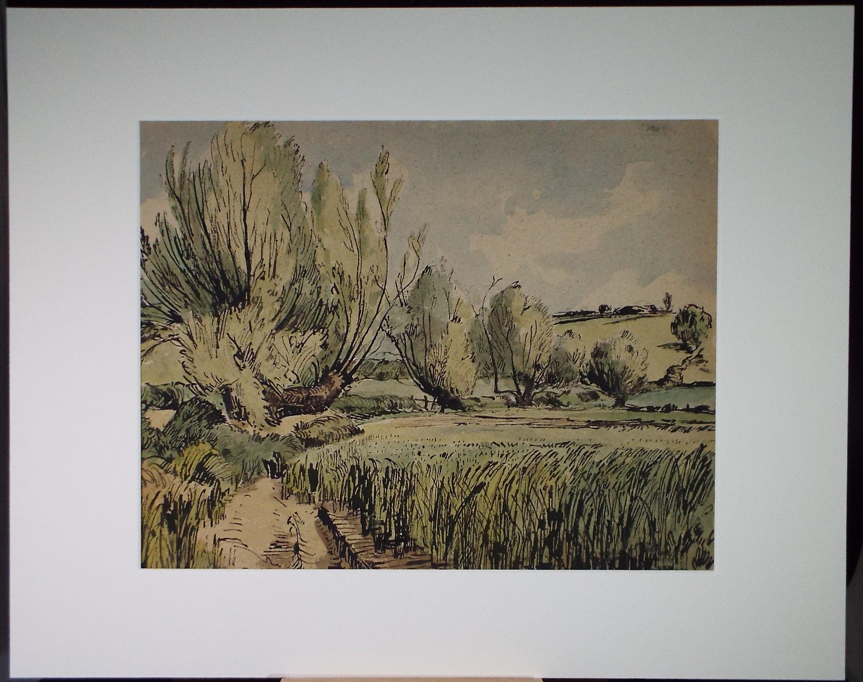 Original Watercolour, 'Cornfield with Willow', Edward Eaton Brannan (1886-1957),Circa 1940's