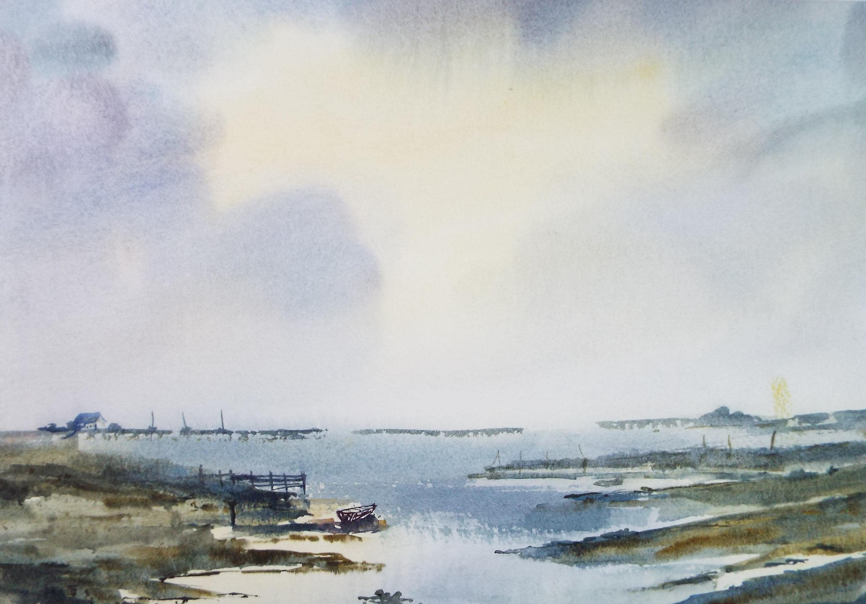 Original Watercolour, 'Flood Tide', Peter Grimer, Dated 2001