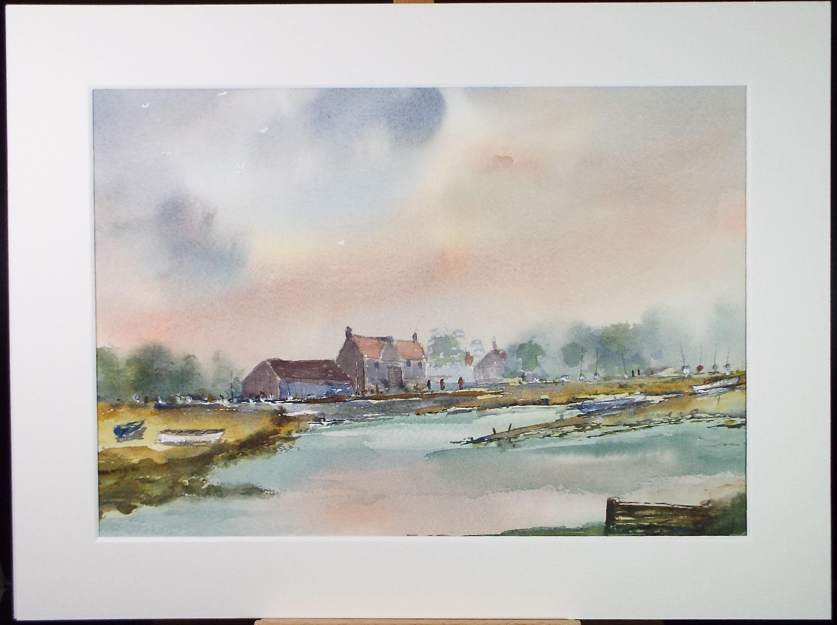 Original Watercolour, 'Moored Boats', Peter Grimer, Dated 2000