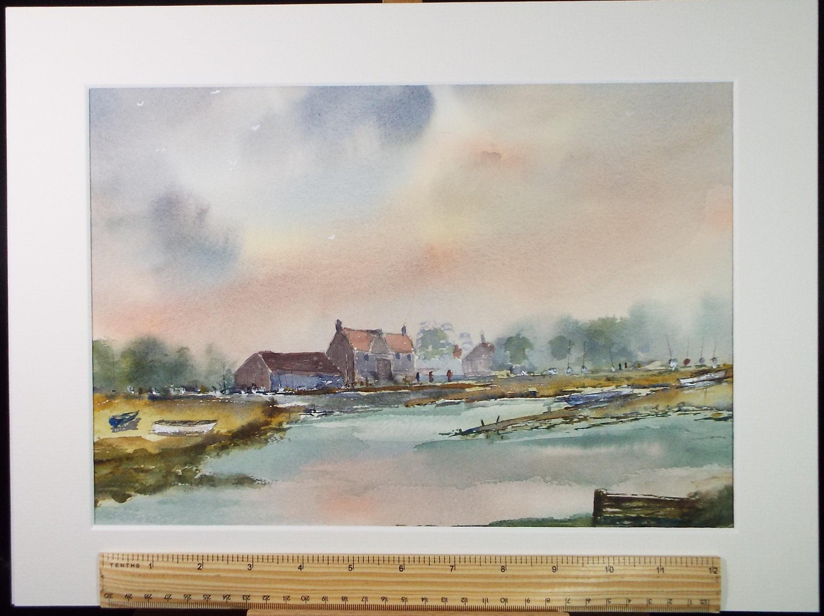 Original Watercolour, 'Moored Boats', Peter Grimer, Dated 2000