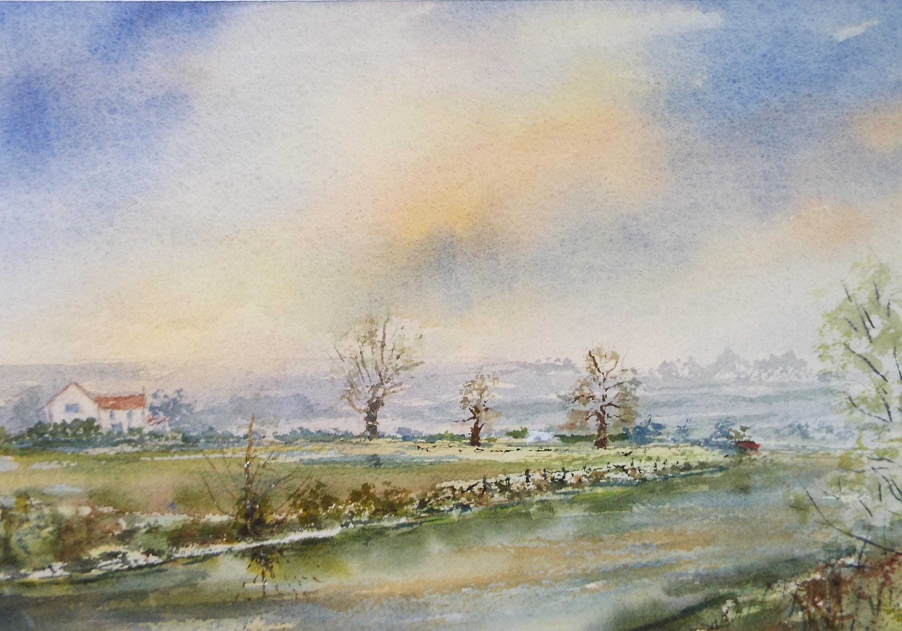 Original Watercolour, 'River Landscape', Peter Grimer, Dated 2000