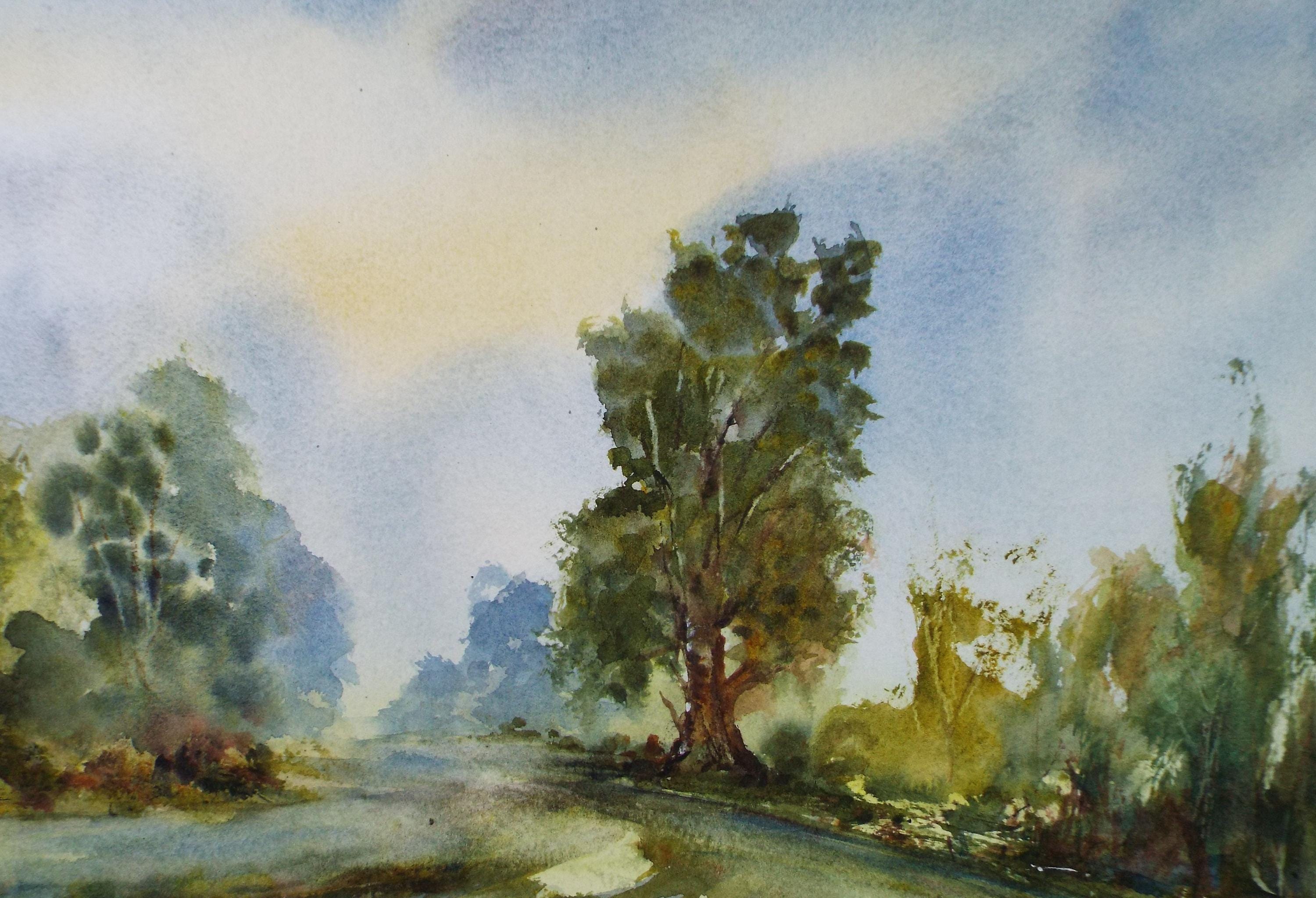 Original Watercolour, 'A Country Lane', Peter Grimer, Dated 2005