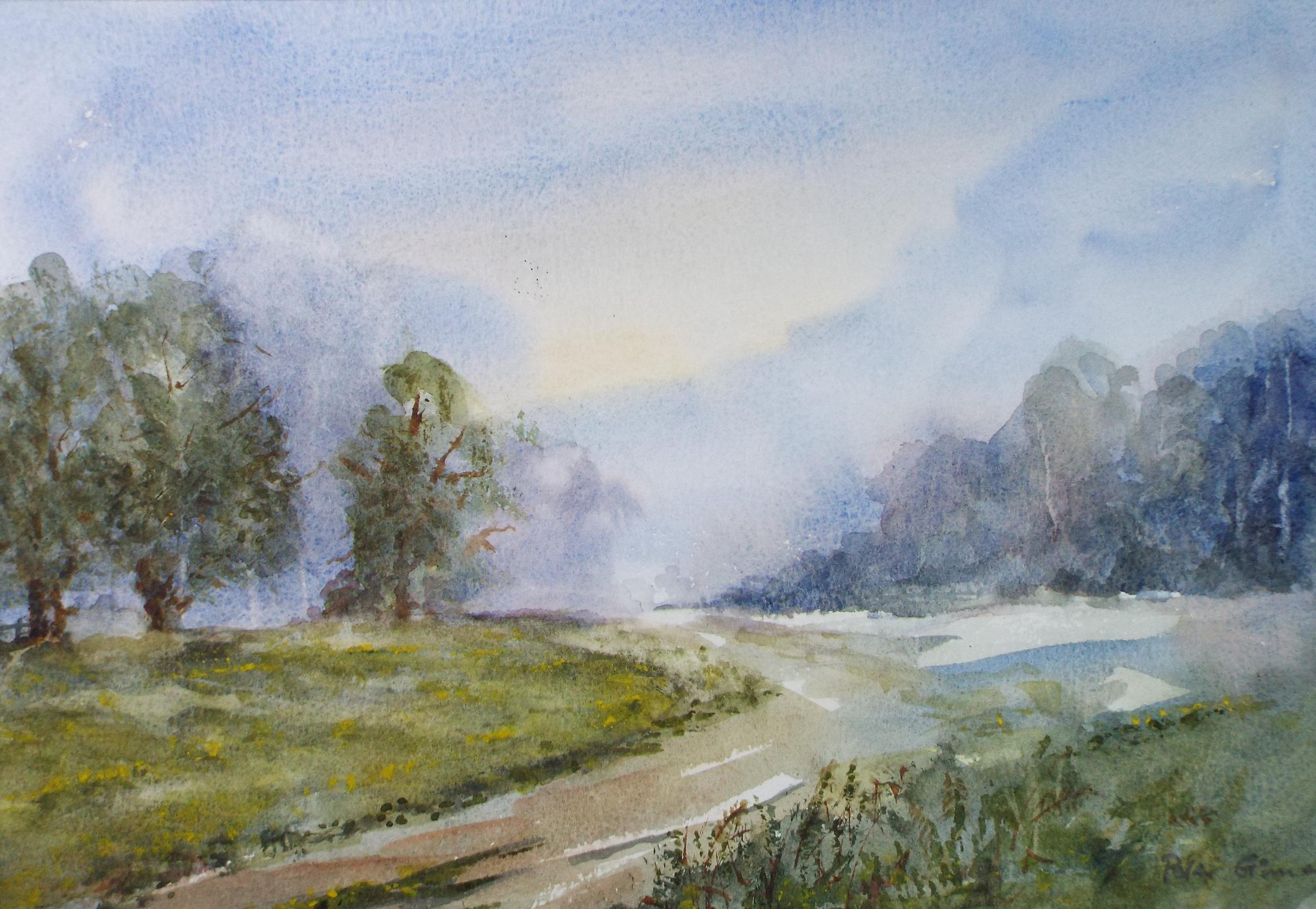 Original Watercolour, 'A Country Lane', Peter Grimer, Dated 2000
