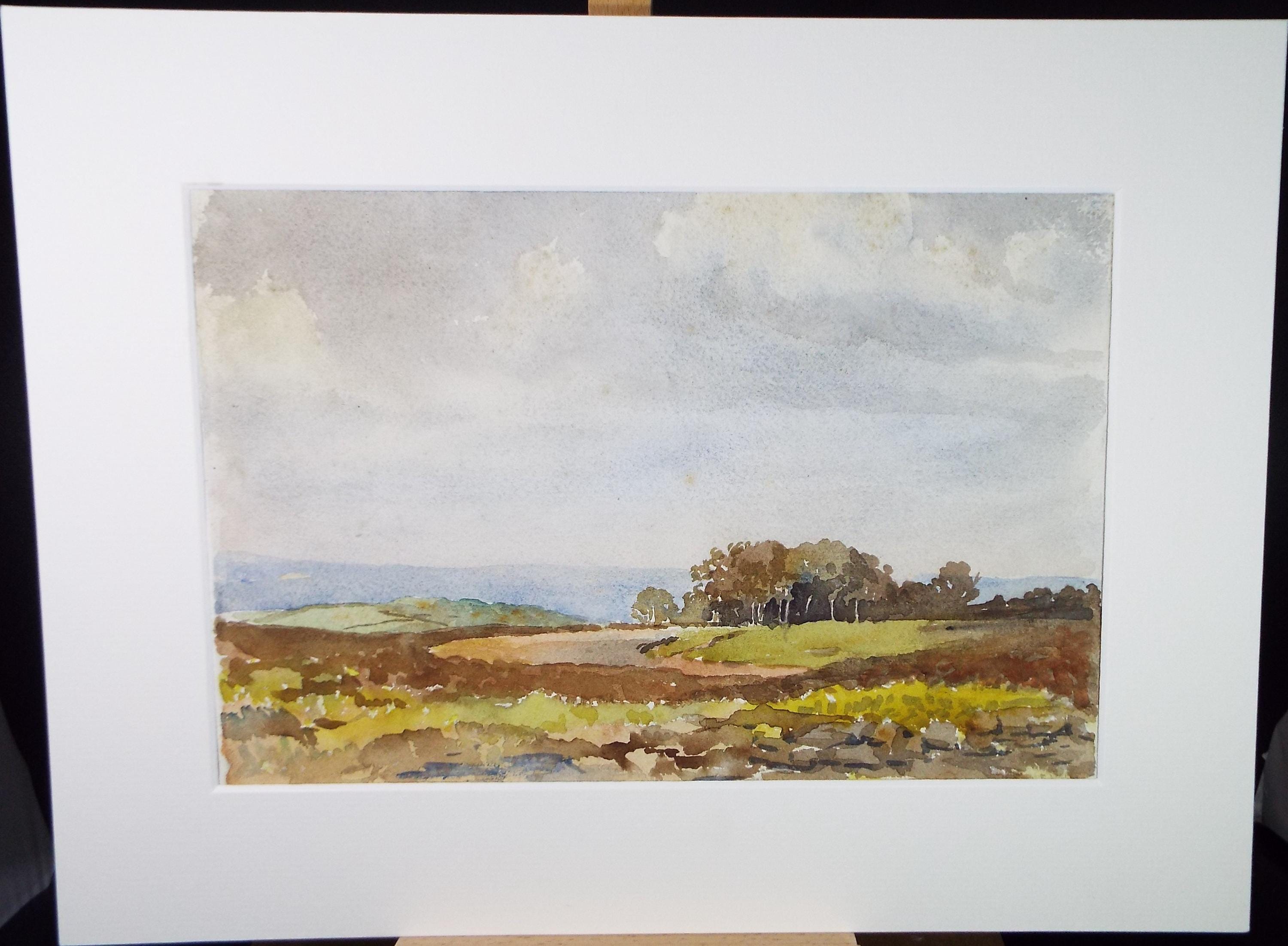Original Watercolour drawing, 'Copse in a valley', Artist Unknown, circa 1920's