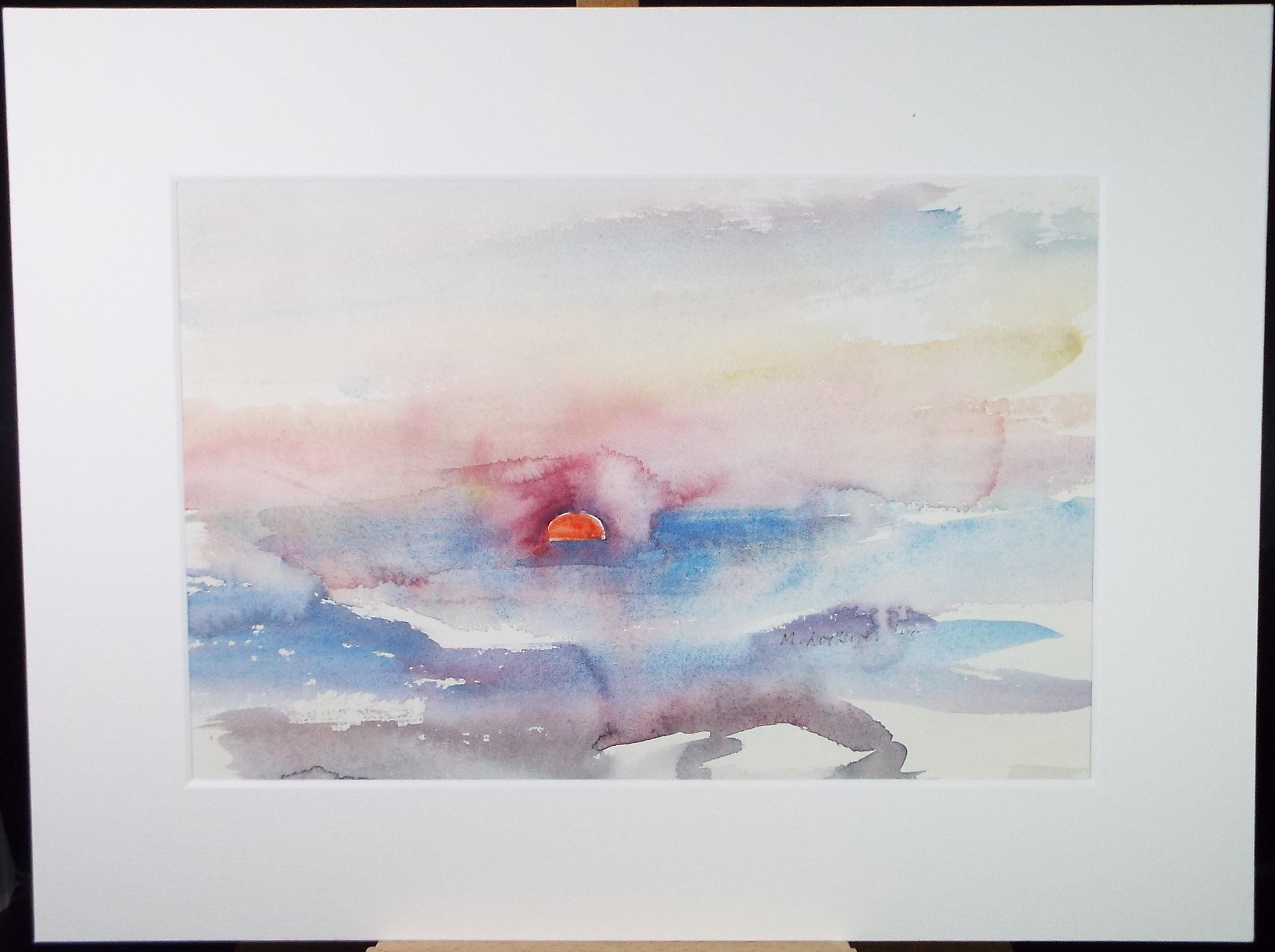 Original Watercolour on Paper, 'Sunset', Dated 1975, Mildred Lockyer