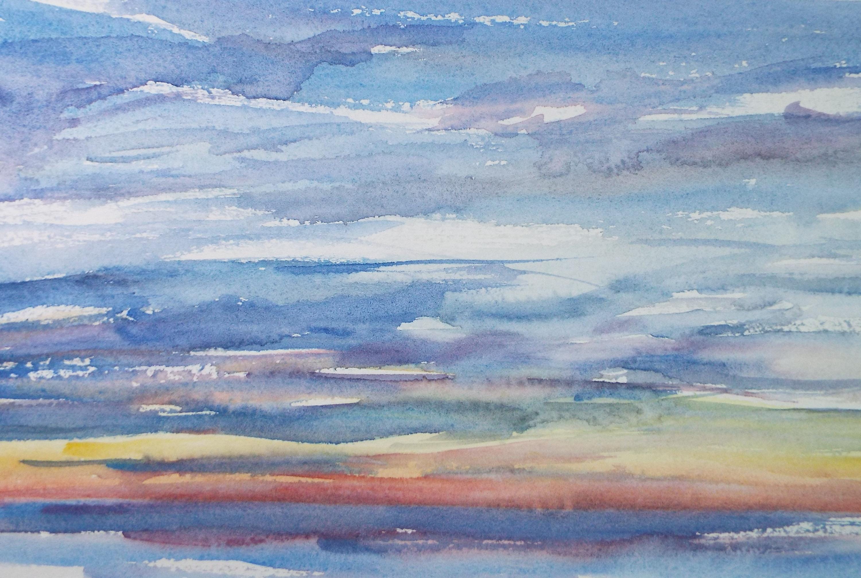 Original Watercolour on Paper, 'Abstract Landscape', Circa 1970's, Mildred Lockyer