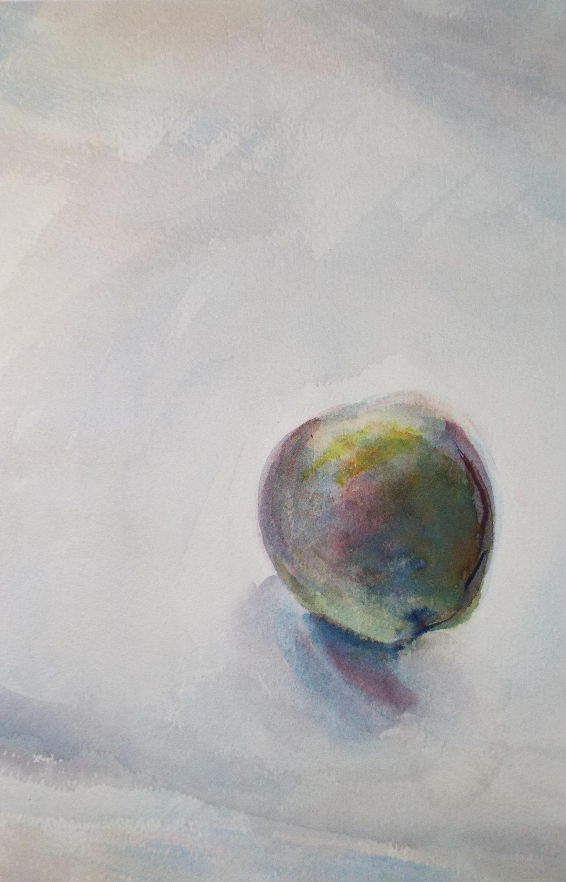 Original Watercolour on Paper, 'Study of an apple', Circa 1970's, Mildred Lockyer