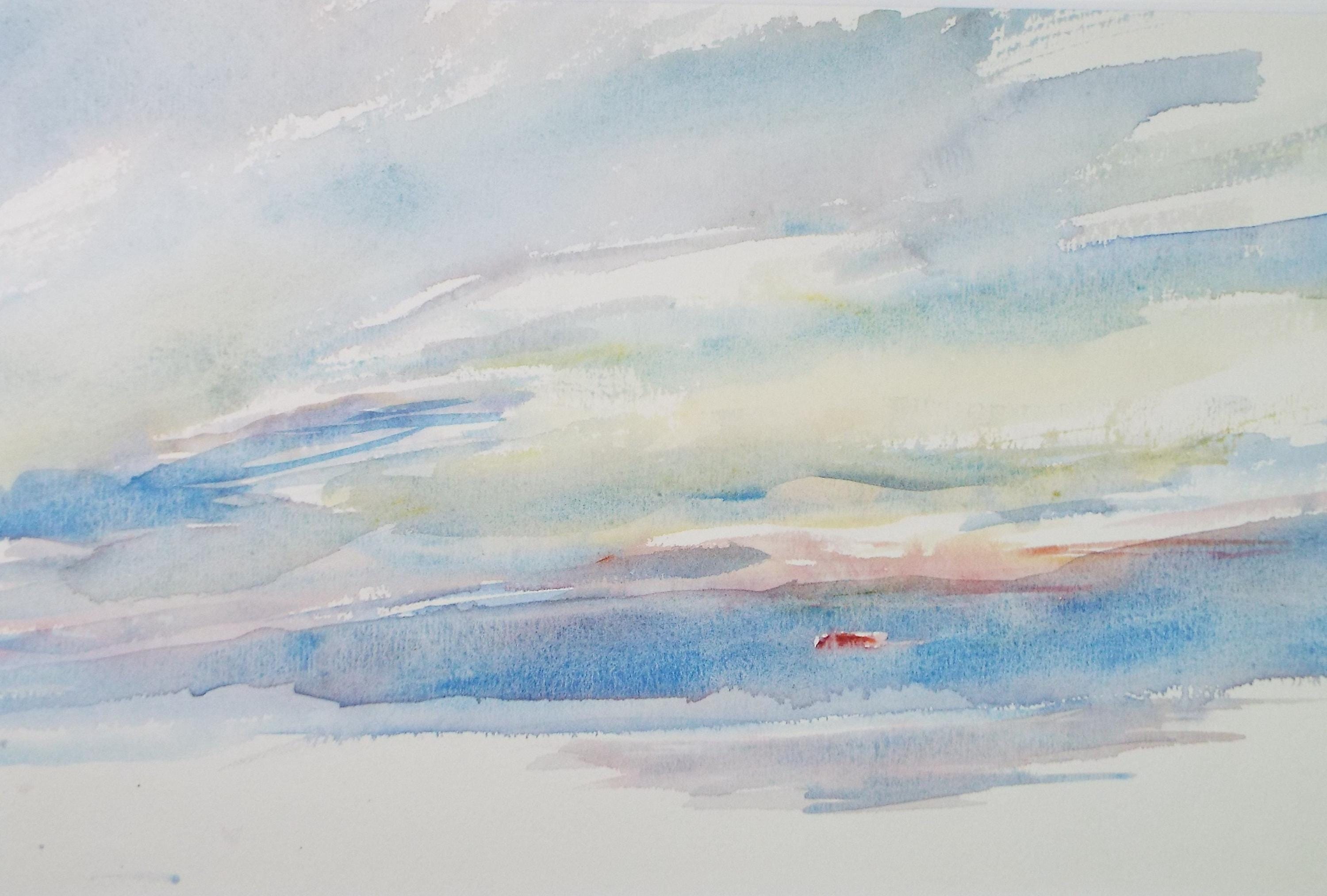 Original Watercolour on Paper, 'Sunrise', Circa 1970's, Mildred Lockyer