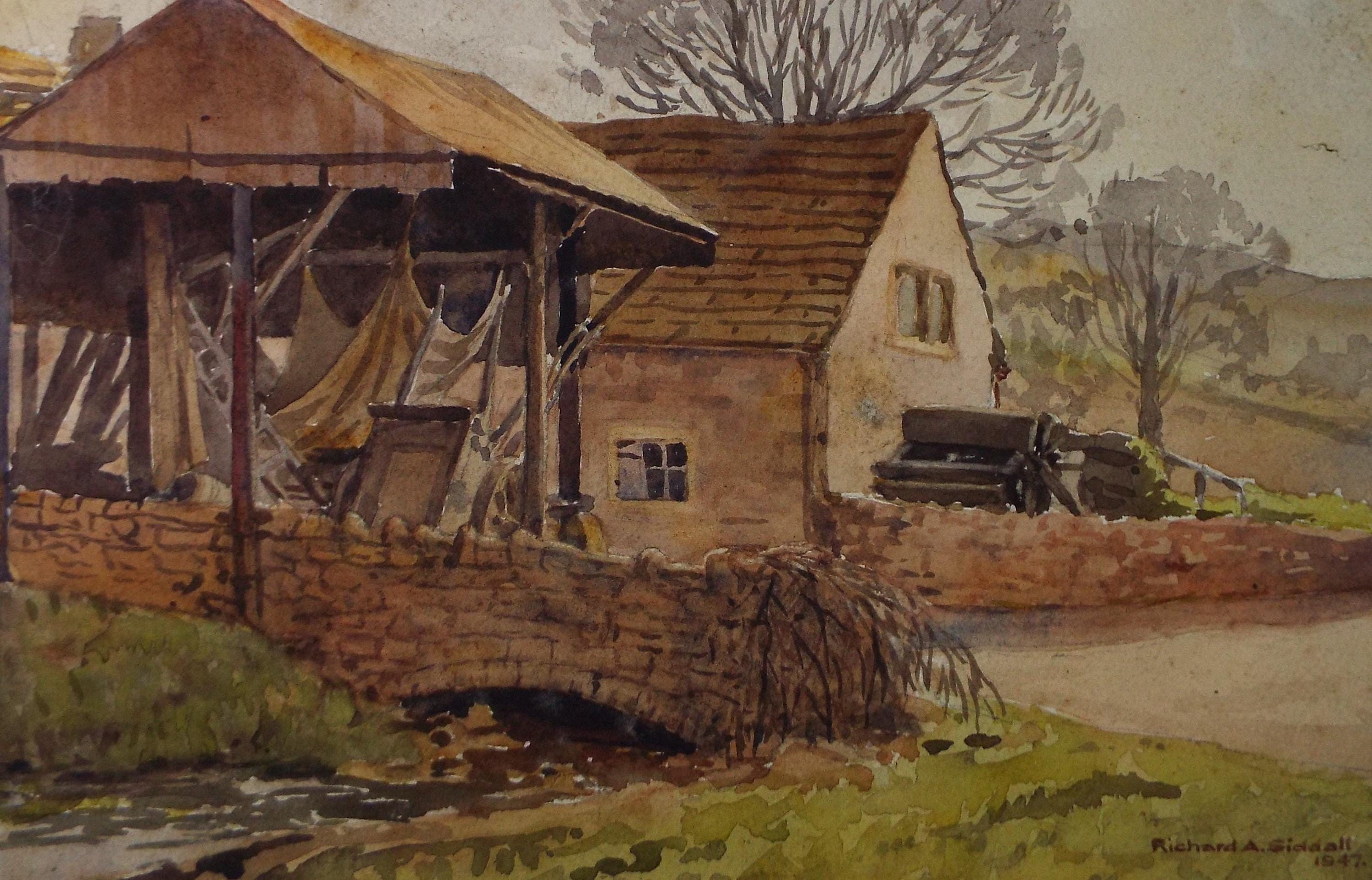 Original Watercolour on Paper, 'The Watermill', dated 1947, Richard A Siddall