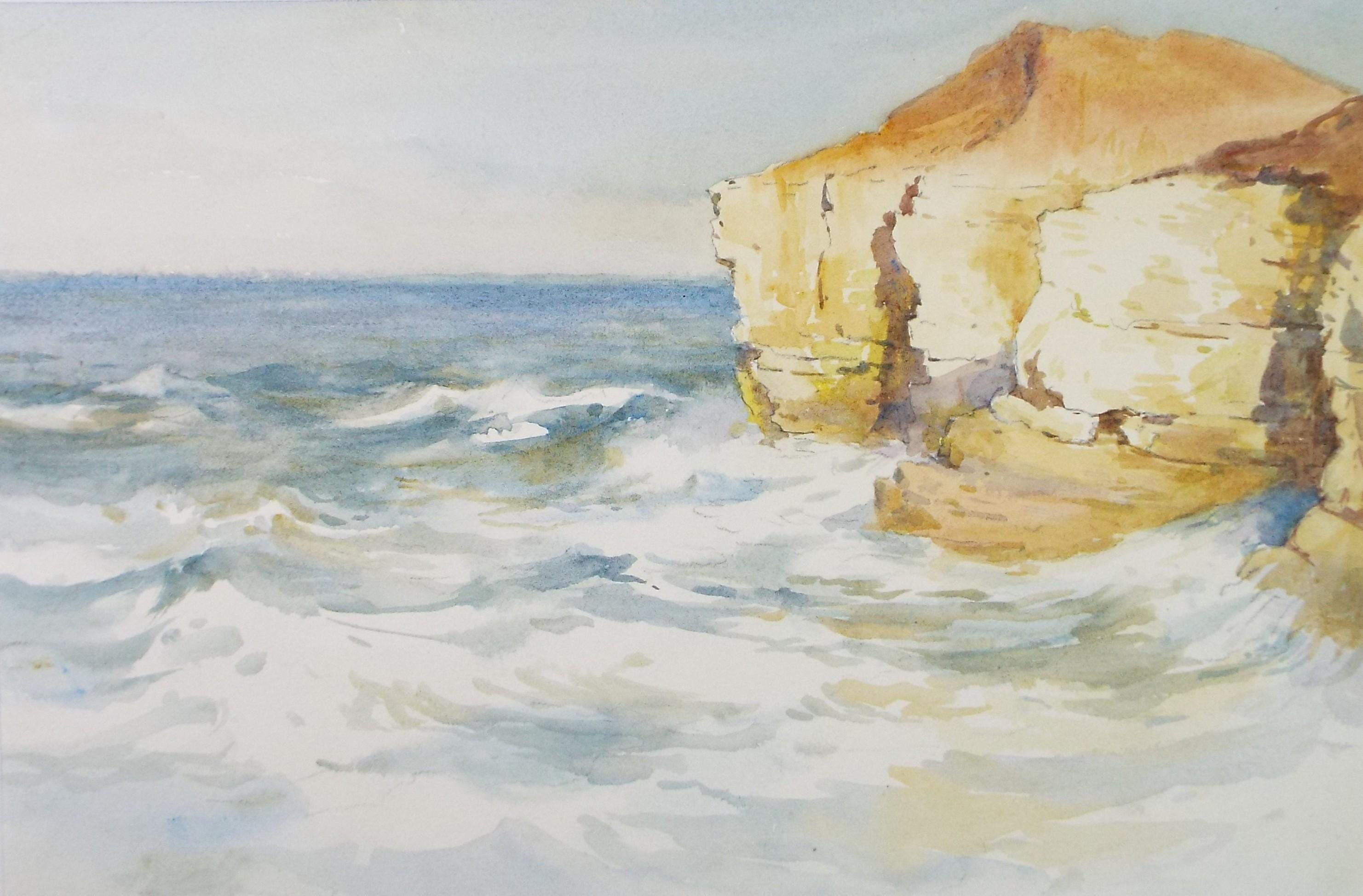 Original Watercolour, 'Coastal Cliffs', Charles Edward Wanless (c1875-1938), circa 1920's