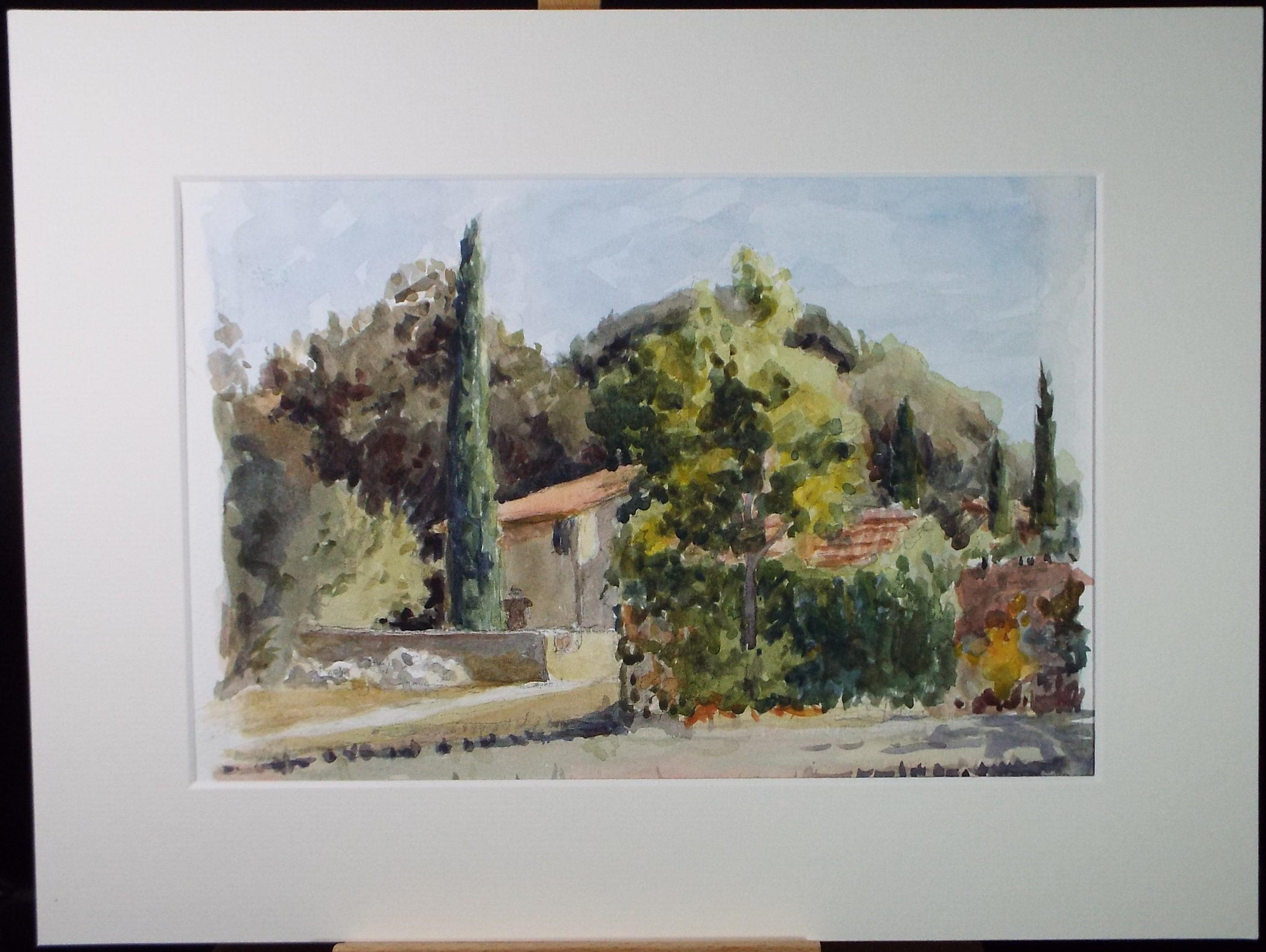 Original Watercolour on Paper, 'Tuscan Villa', circa 1990's, Pauline Plummer