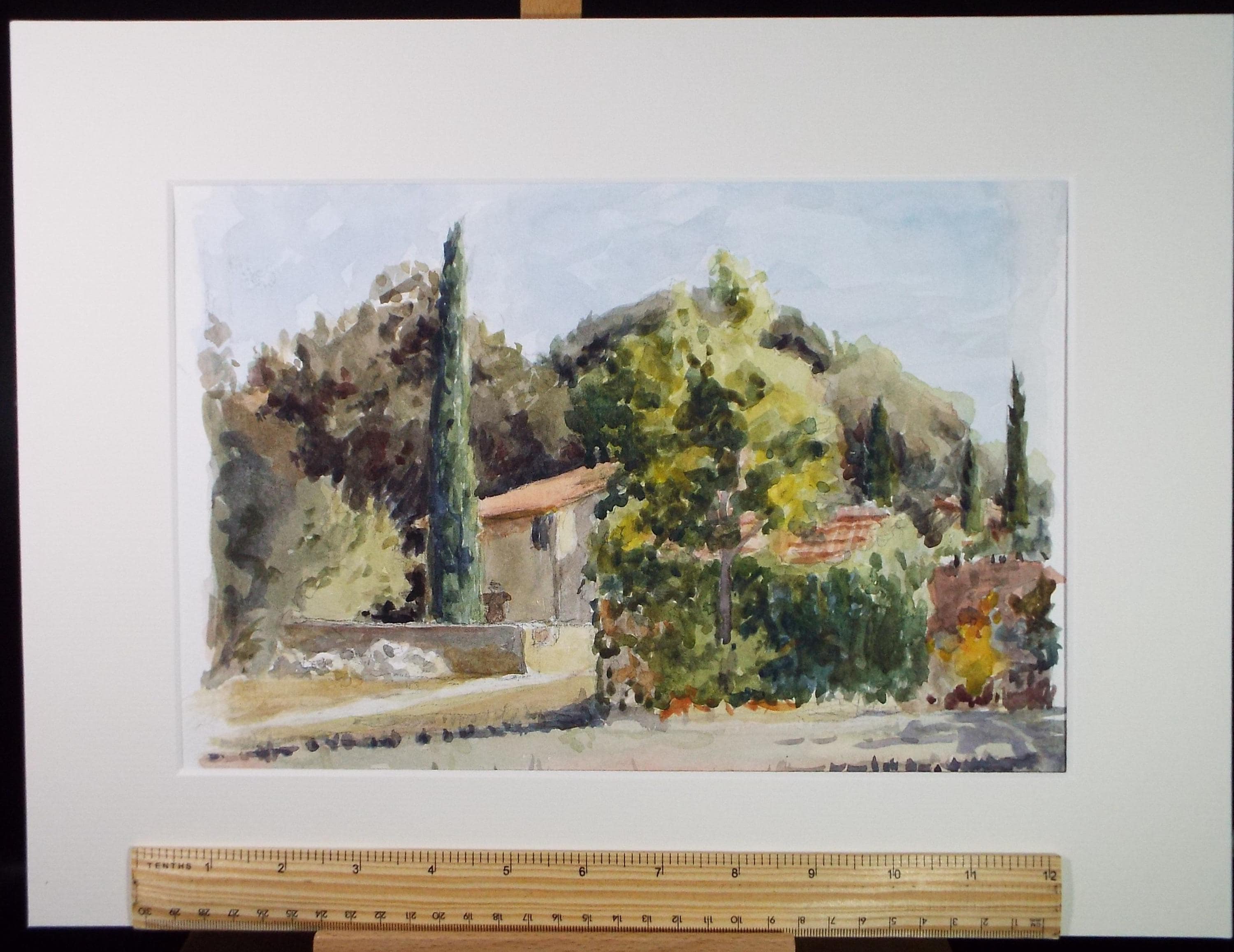 Original Watercolour on Paper, 'Tuscan Villa', circa 1990's, Pauline Plummer
