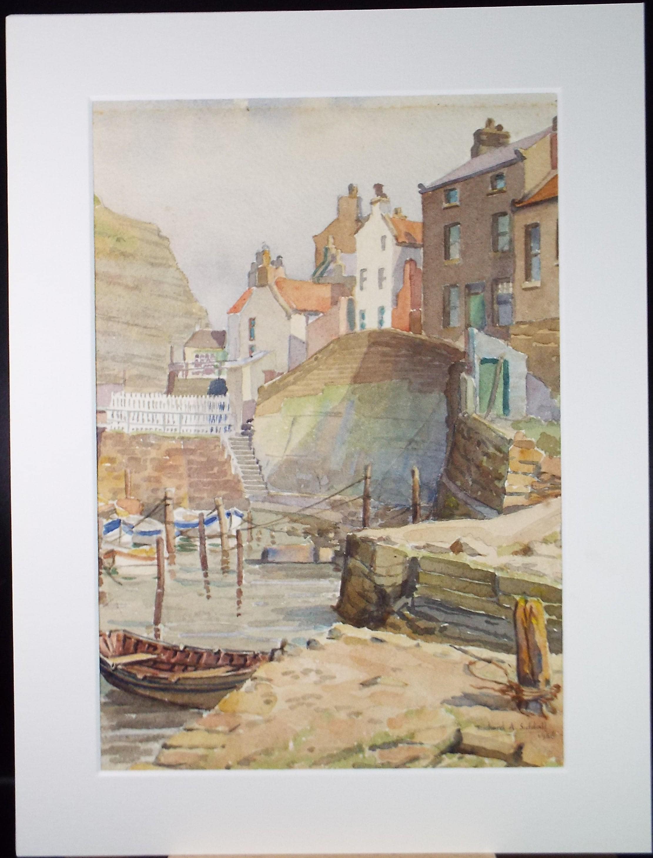 Original Watercolour, 'Fishing Harbour', Richard A Siddal, Dated 1956