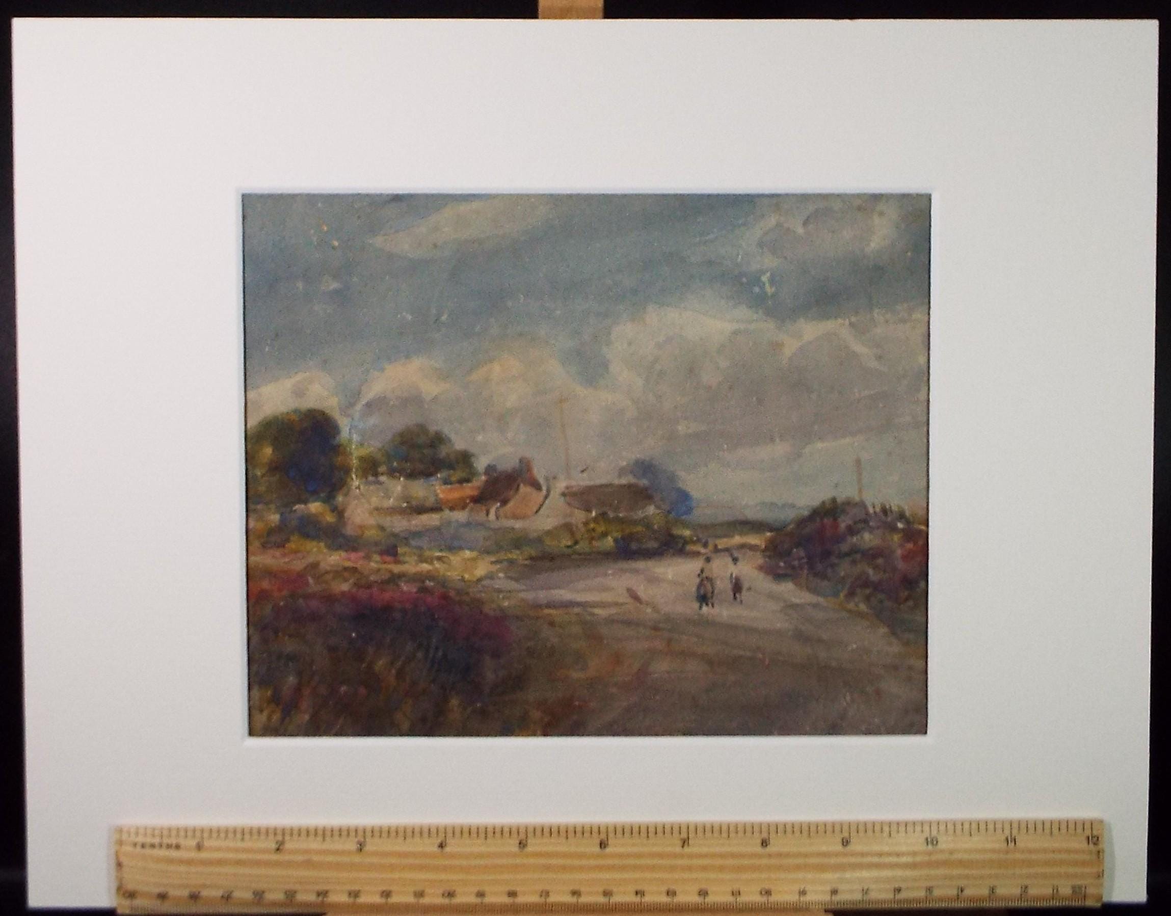 Original Watercolour on Paper, 'Figures on a Lane', circa 1920's