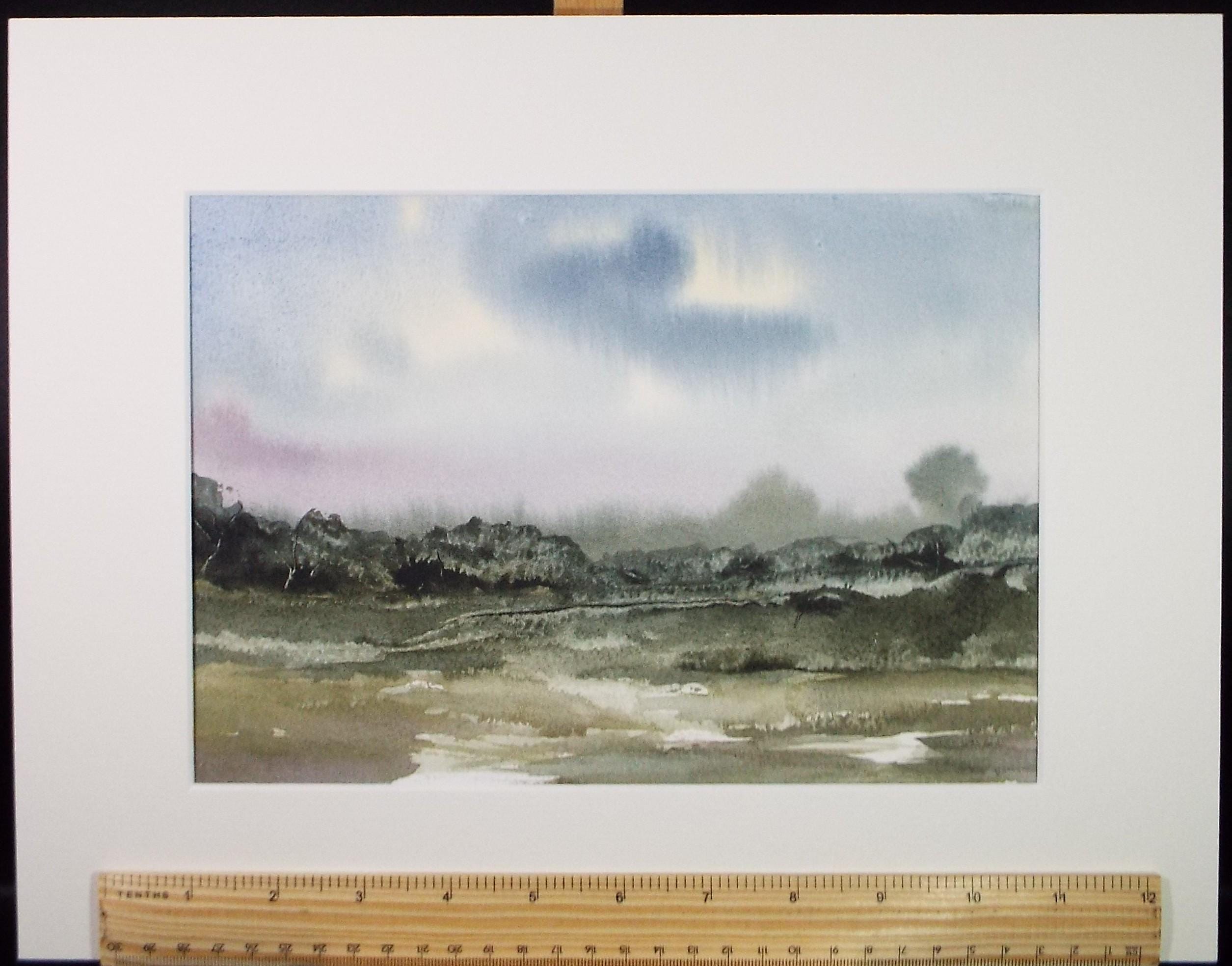 Original Watercolour, 'Green Landscape', Peter Grimer, Dated 1993