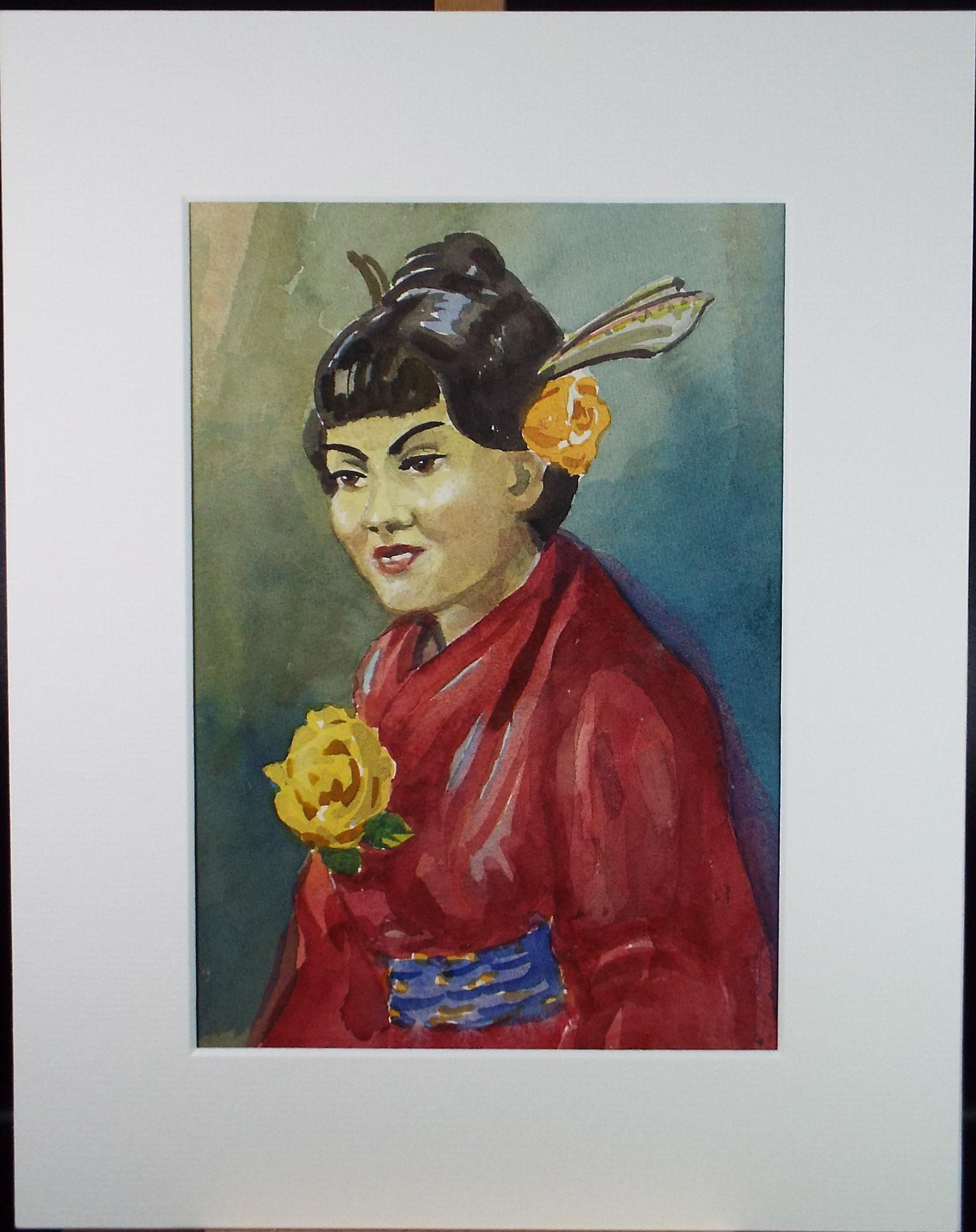 Original Watercolour 'Study of a Korean woman', c1980s, Artist Unknown