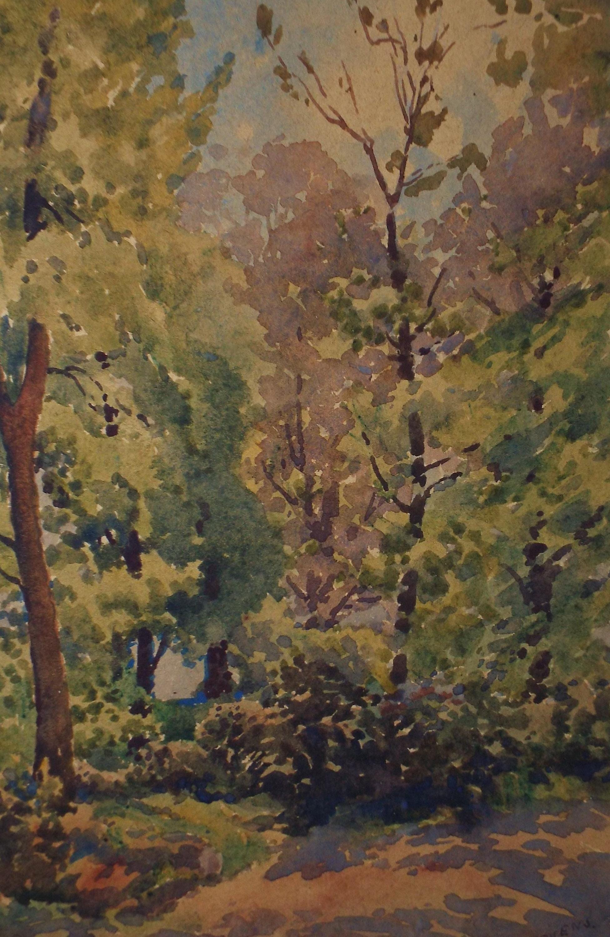 Original Watercolour, 'Woodland', Henry Potter Stevens (1875-1965) Circa 1950's