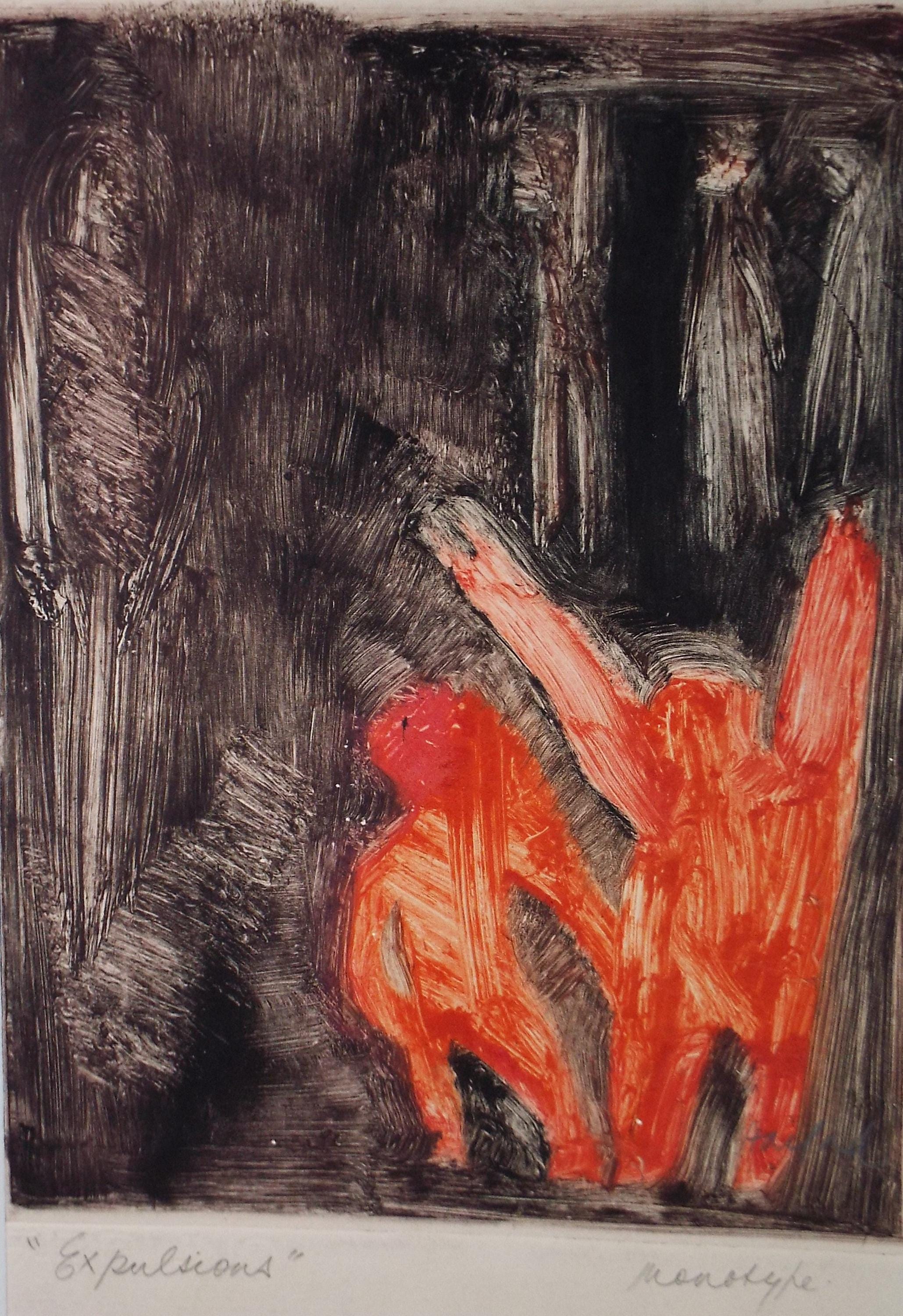 Monotype etching 'Expulsions', Diz Harford, circa 1990's