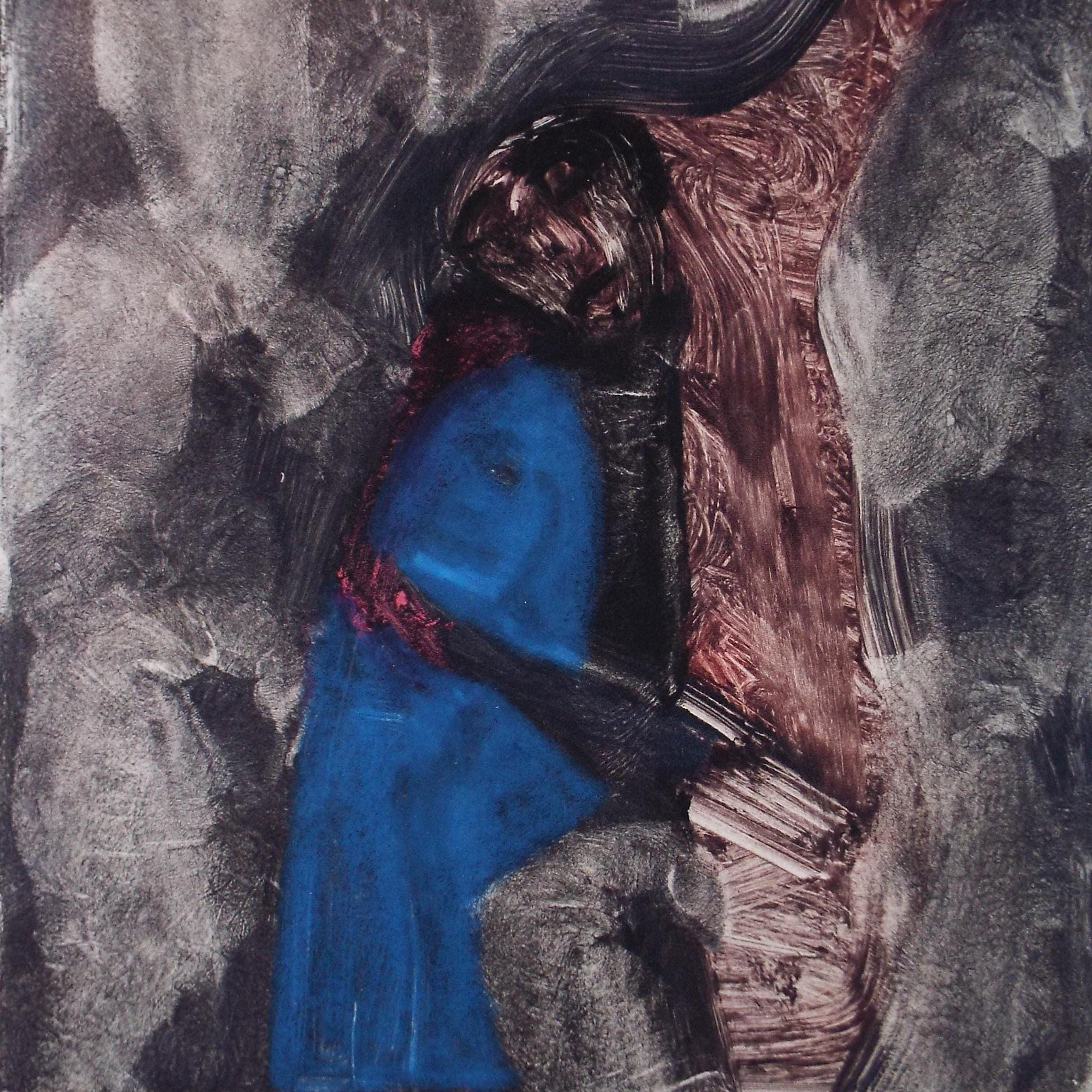 Monotype etching 'Love the Boy', Diz Harford, Dated 1993