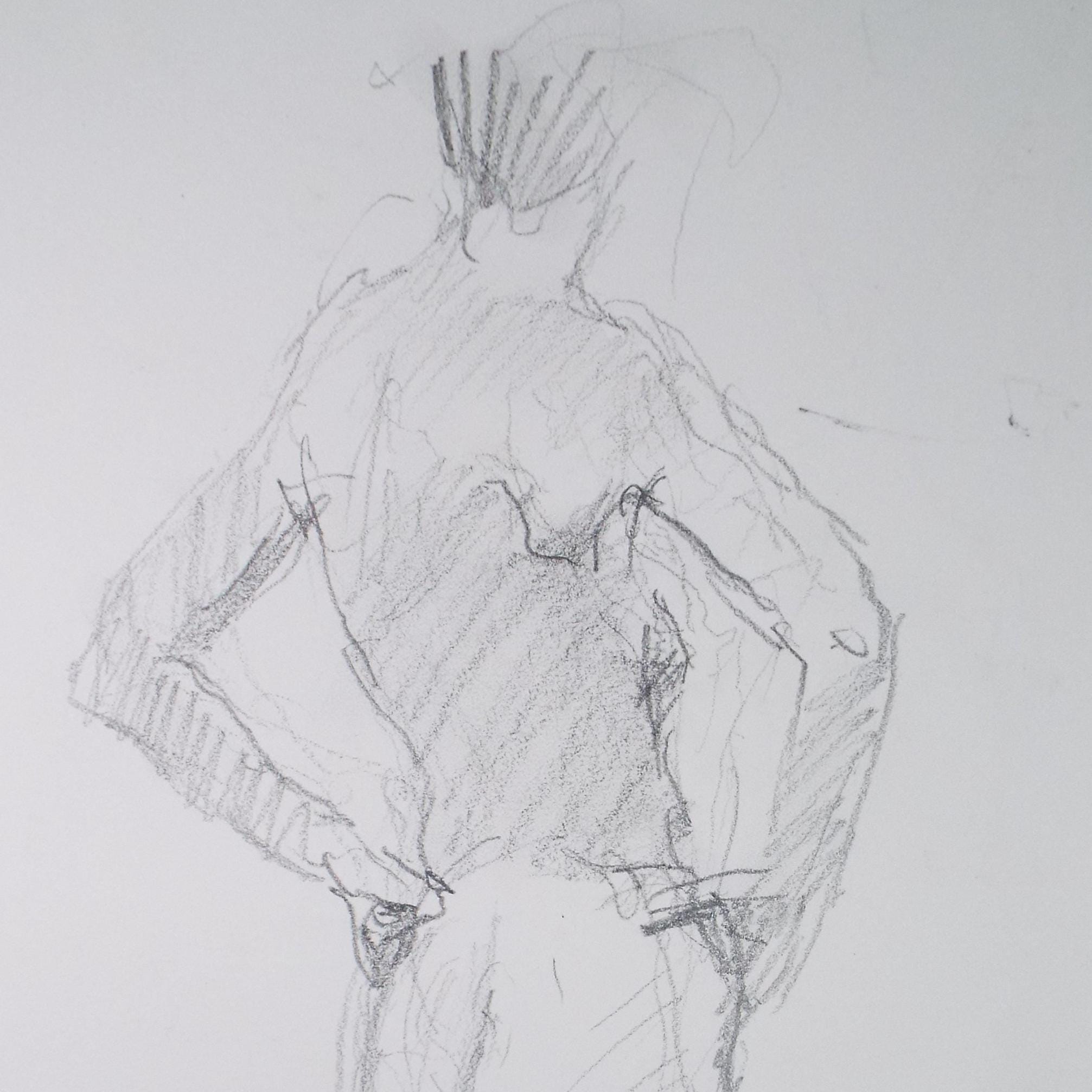 Original Pencil Sketch,'Standing figure', Circa 1990's, Pauline Plummer (b 1930)