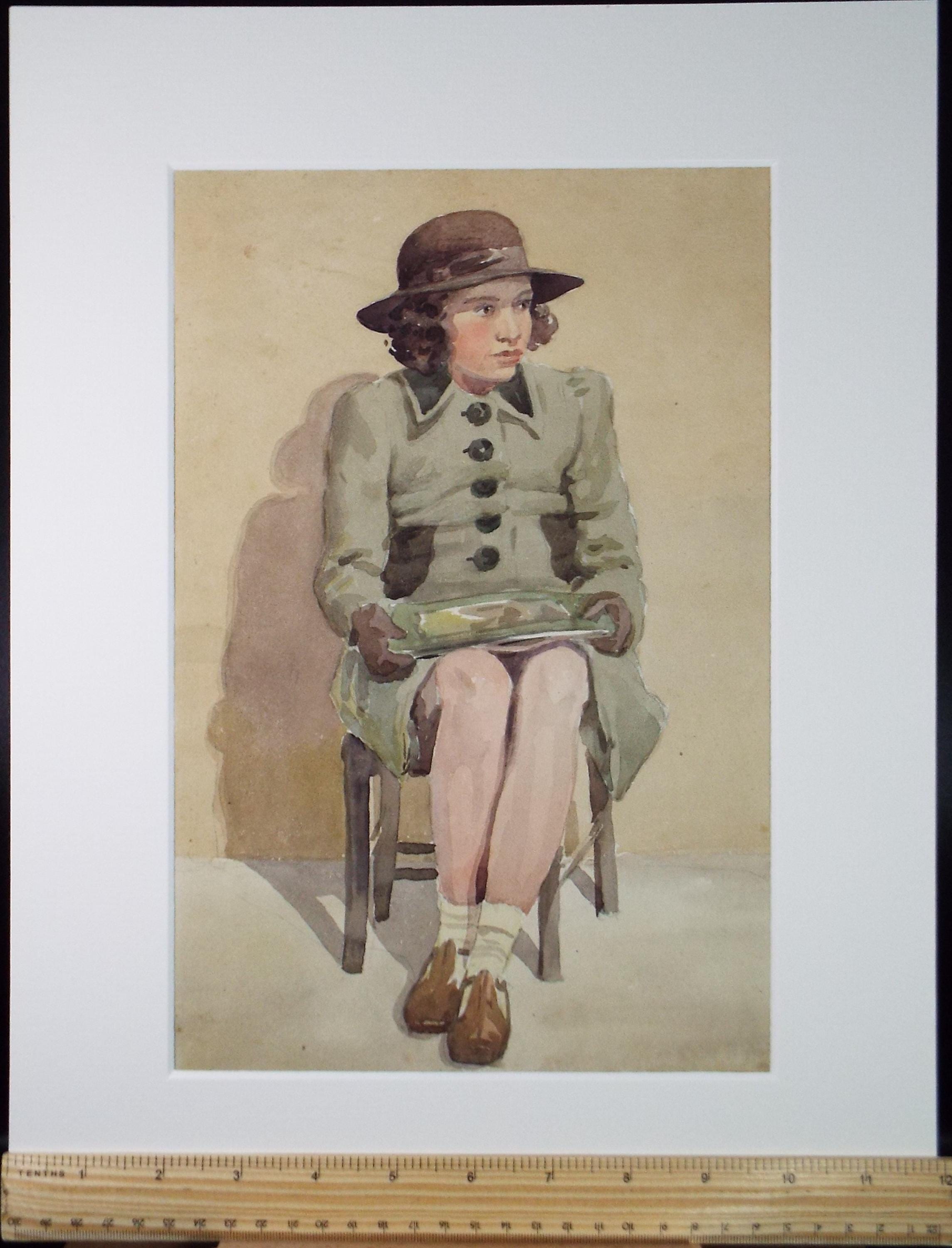 Original Watercolour, 'Portrait of a Girl', Circa 1950's , Richard A Siddall