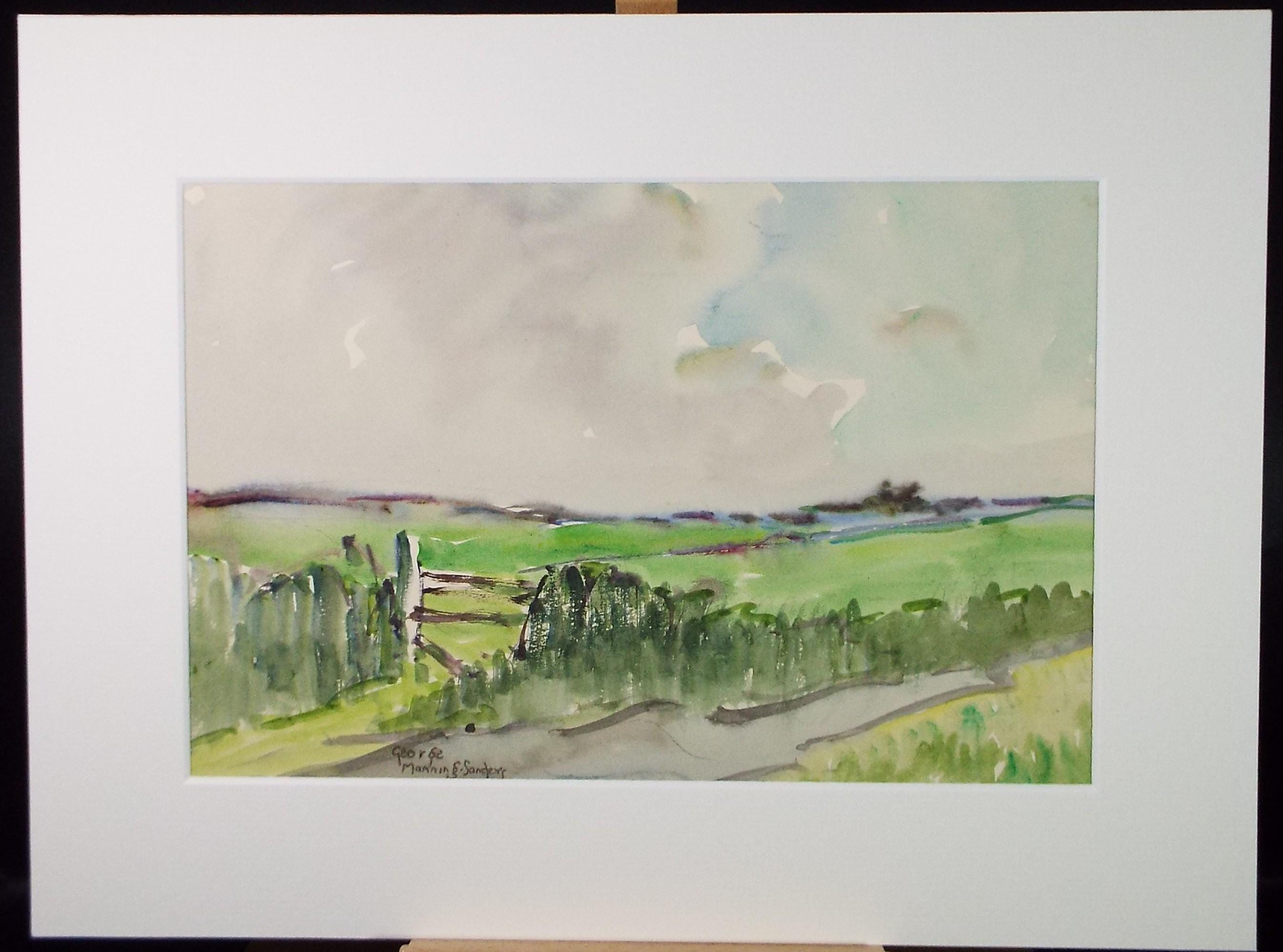 Original Watercolour, 'Cornish Landscape View', Circa 1950's , George Manning-Sanders (1881-1953)