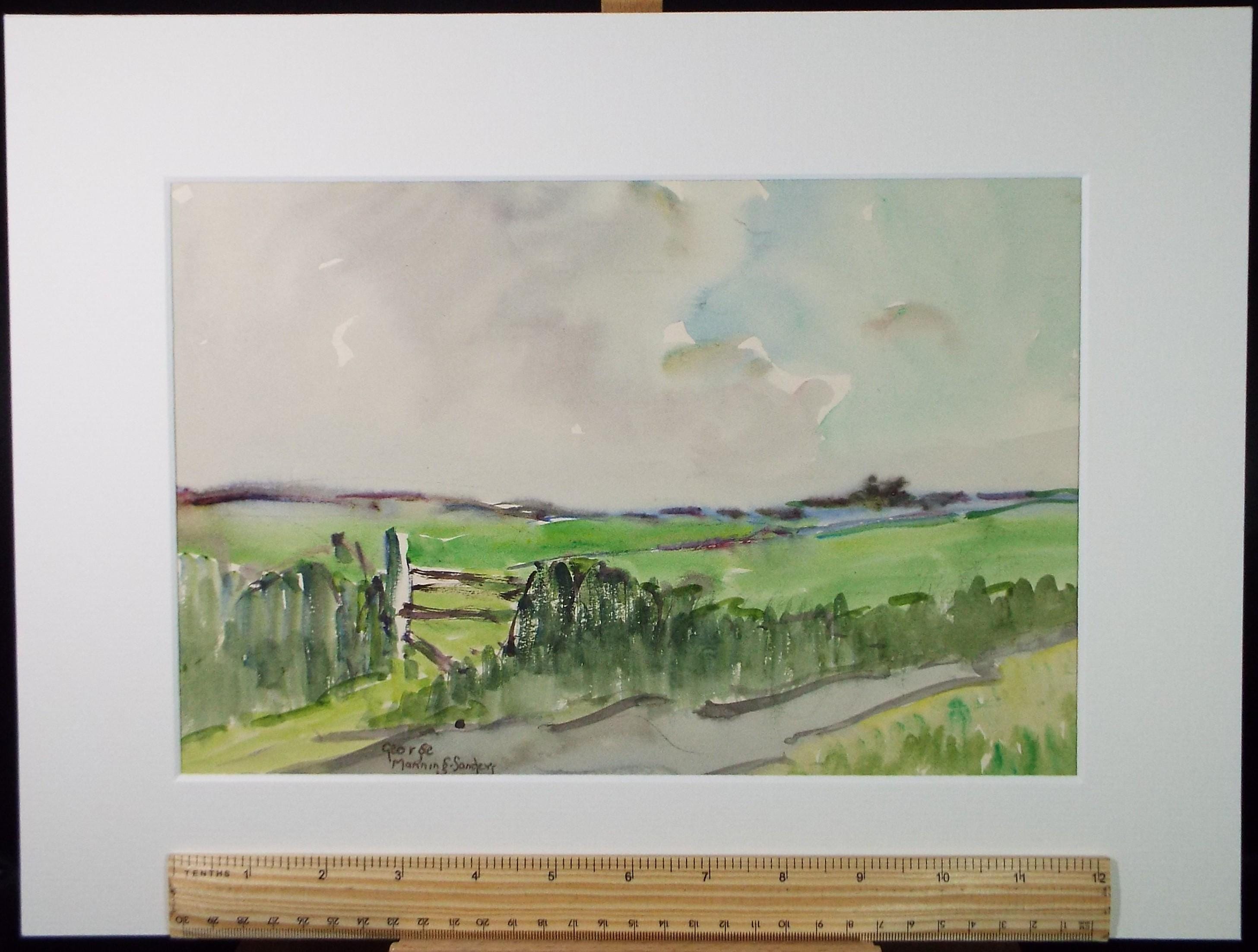 Original Watercolour, 'Cornish Landscape View', Circa 1950's , George Manning-Sanders (1881-1953)