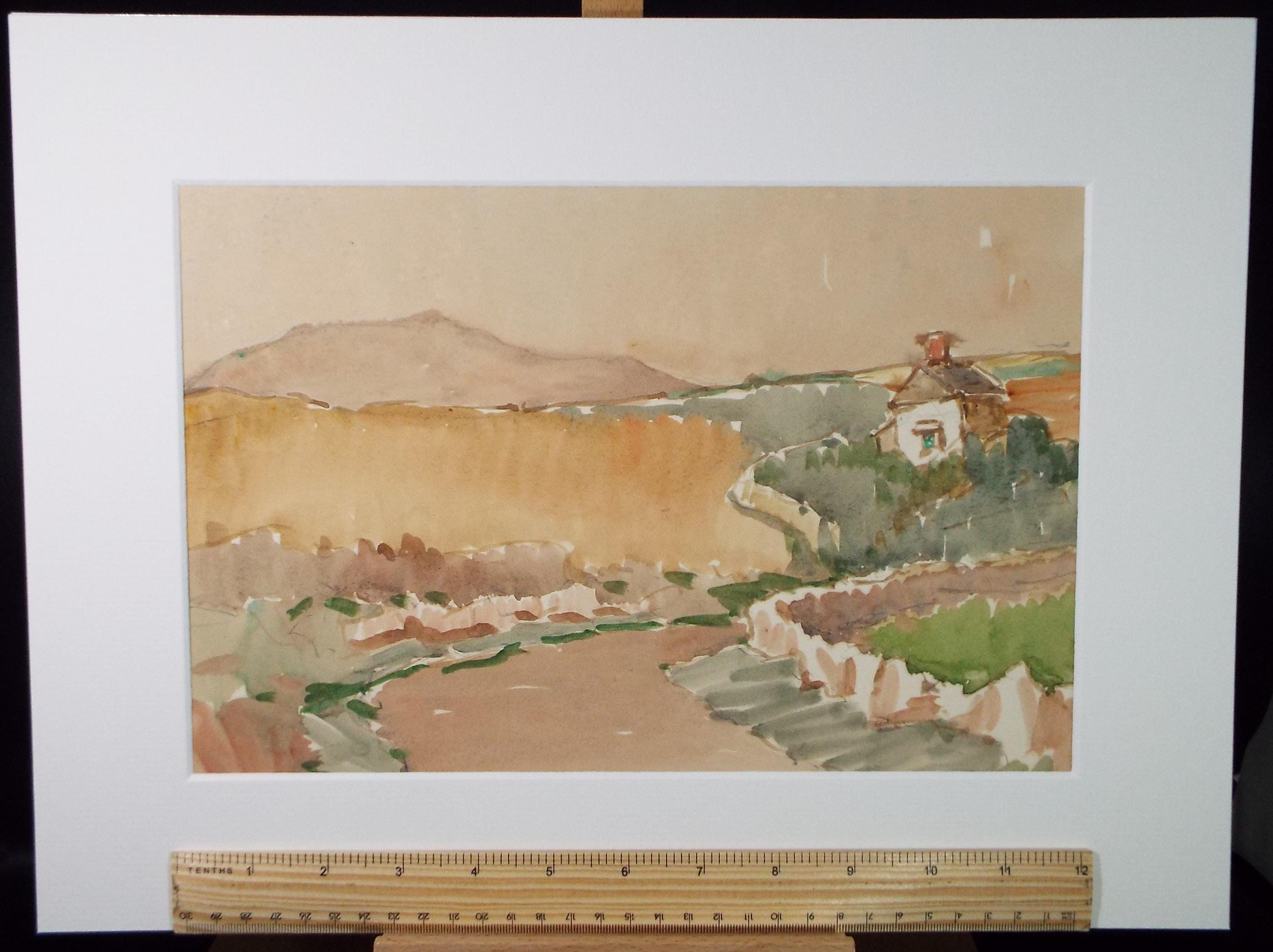 Original Watercolour, 'Cornish Landscape View', Circa 1950's , George Manning-Sanders (1881-1953)