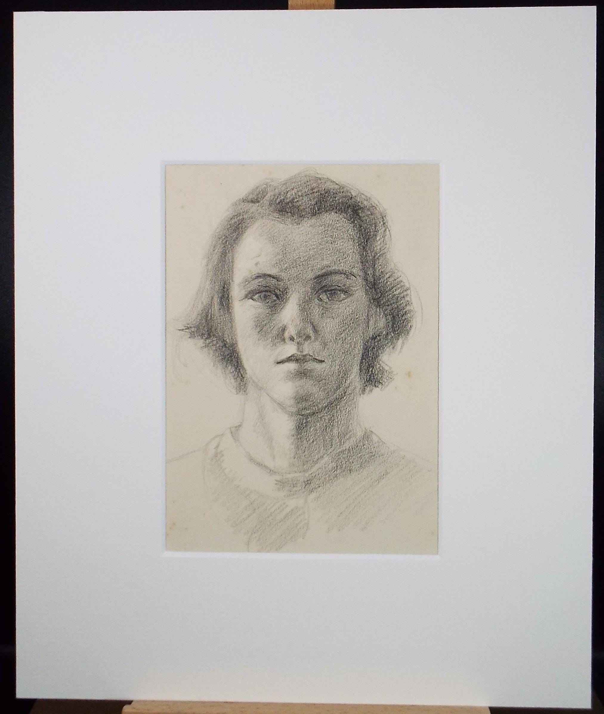 Original Pencil Sketch,'Portrait of a Woman', Circa 1950's