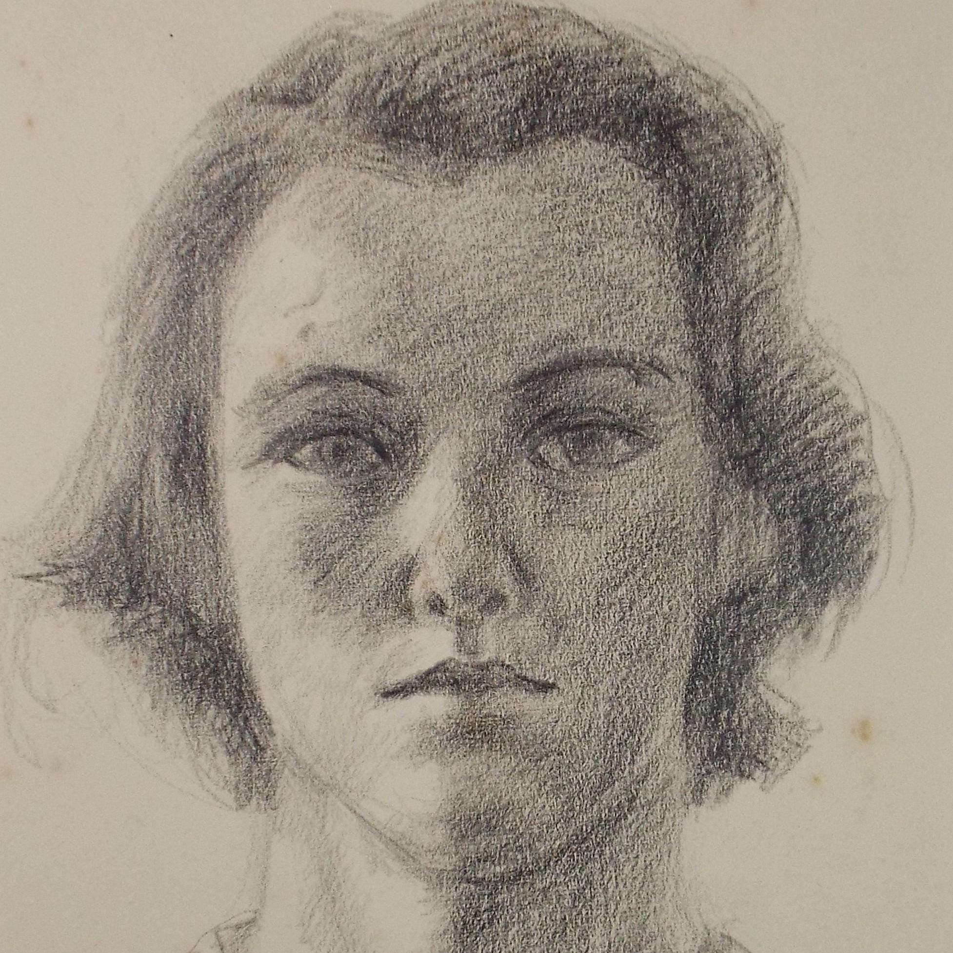 Original Pencil Sketch,'Portrait of a Woman', Circa 1950's