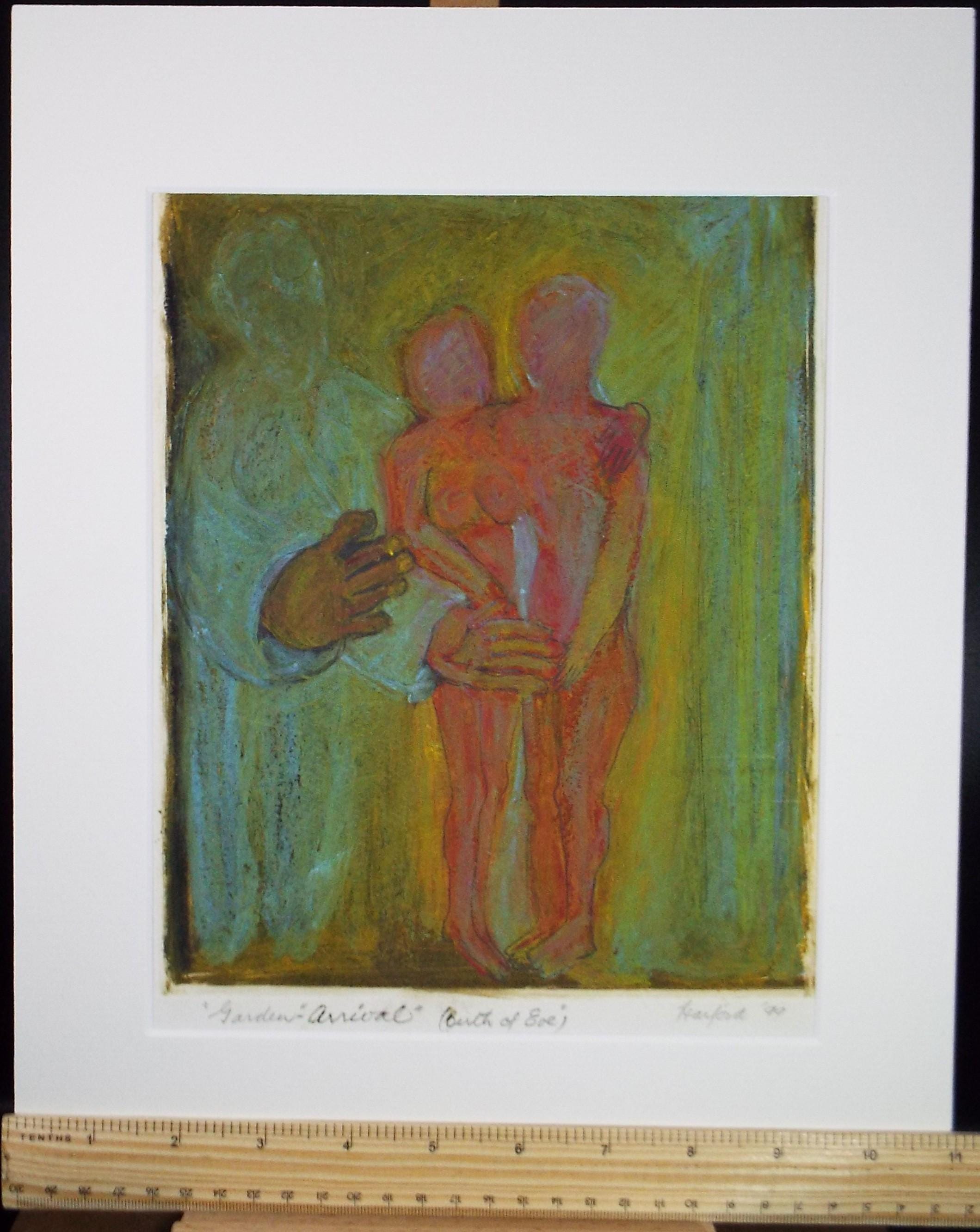 Monotype etching 'Garden - arrival', Diz Harford, Dated 1999