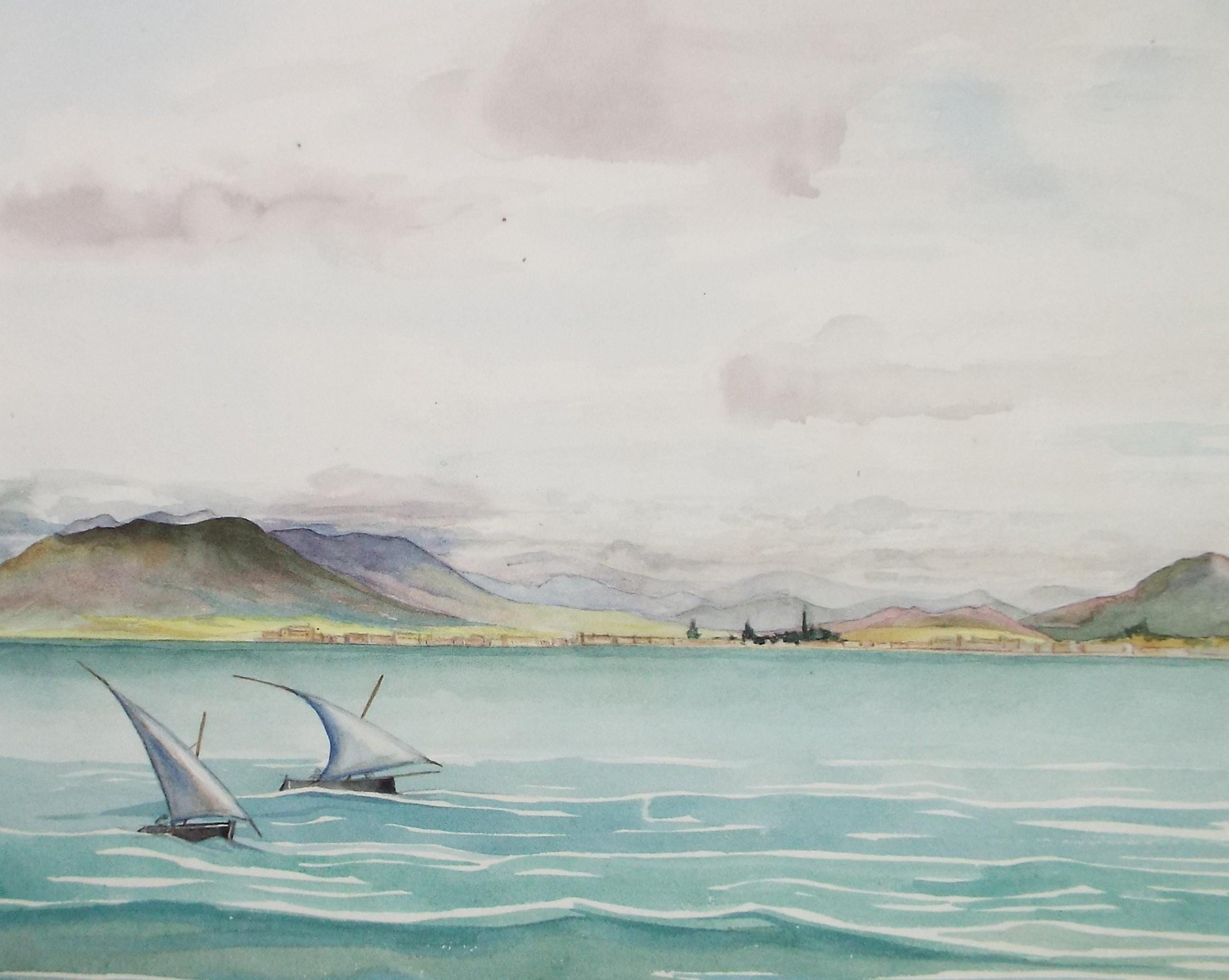 Original Watercolour, 'Off the coast, Malapa', Circa 1950's, Ivy T. Attwell (1895-1985)